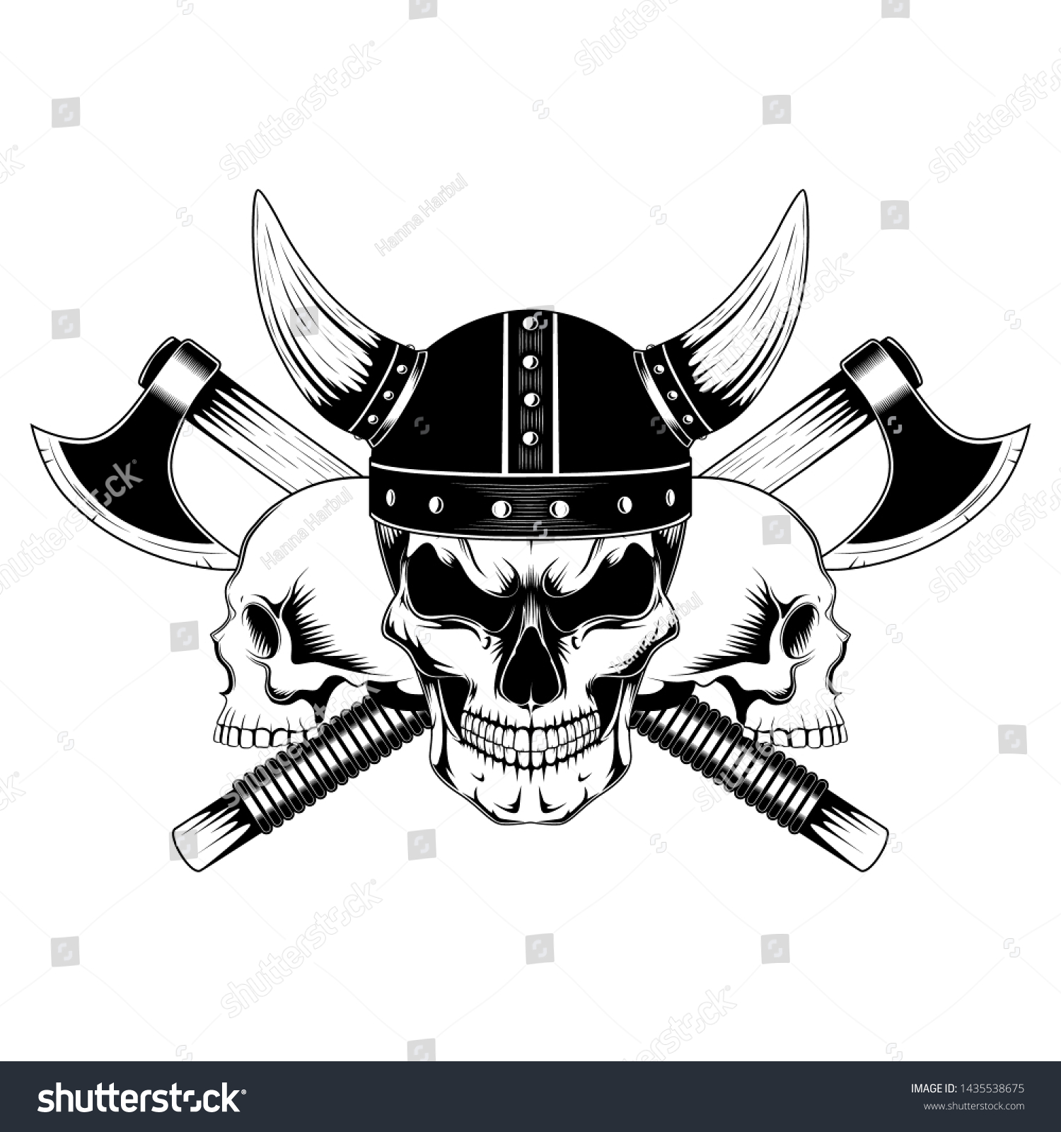 Vector Image Viking Skull Skulls Axes Stock Vector Royalty Free