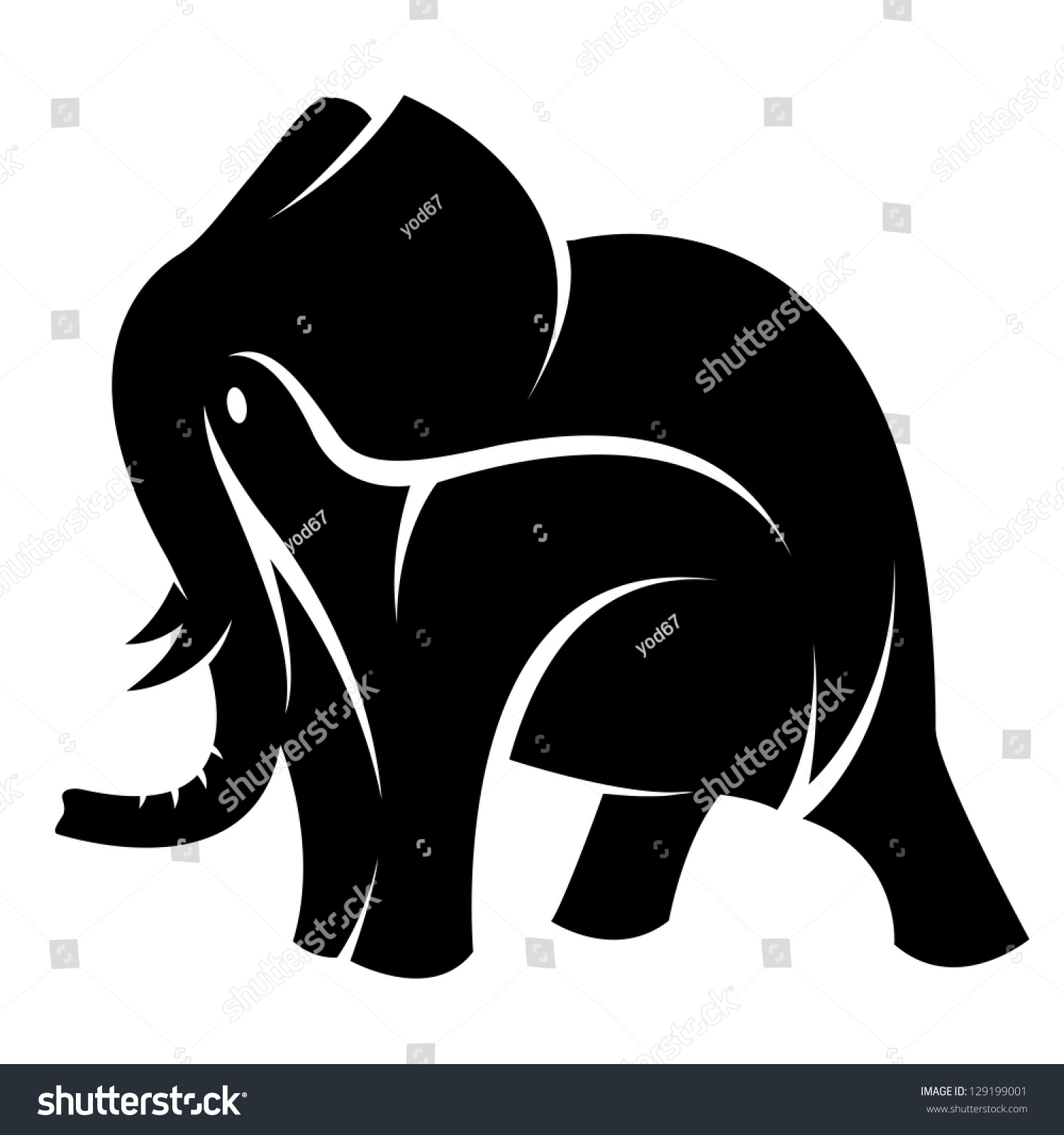 Vector Image Elephant On White Background Stock Vector 129199001