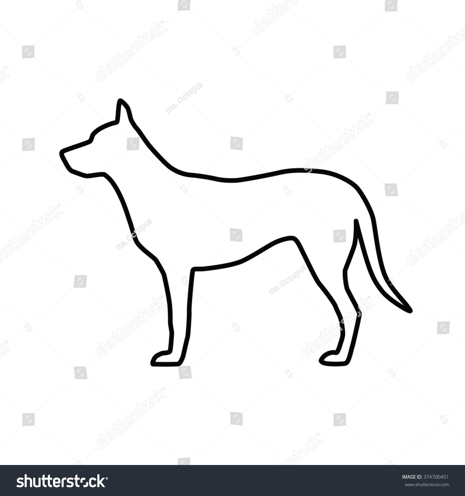 Vector Image Of An Outline Dog Silhouette On White Background