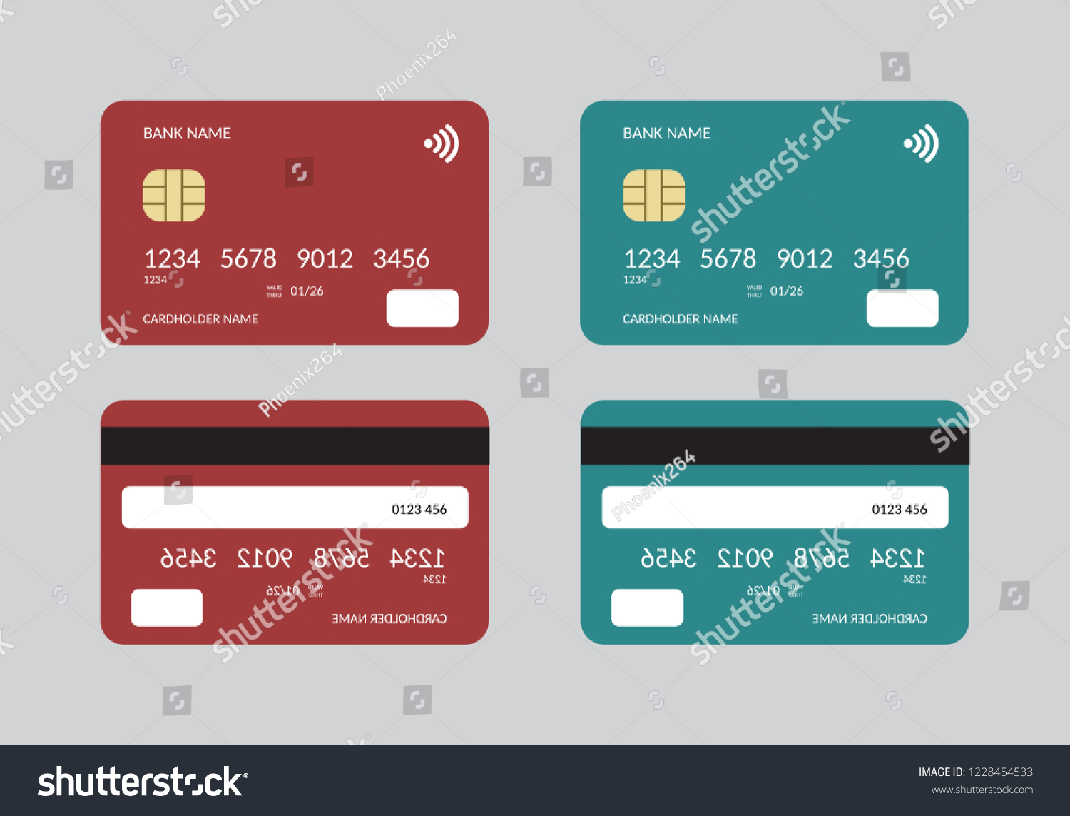 Vector Image Credit Debit Cards Flat Stock Vector Royalty Free