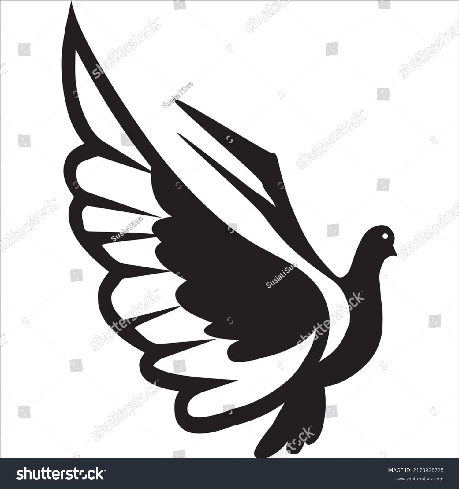 Vector Image Flying Bird Icon Black Stock Vector (Royalty Free ...