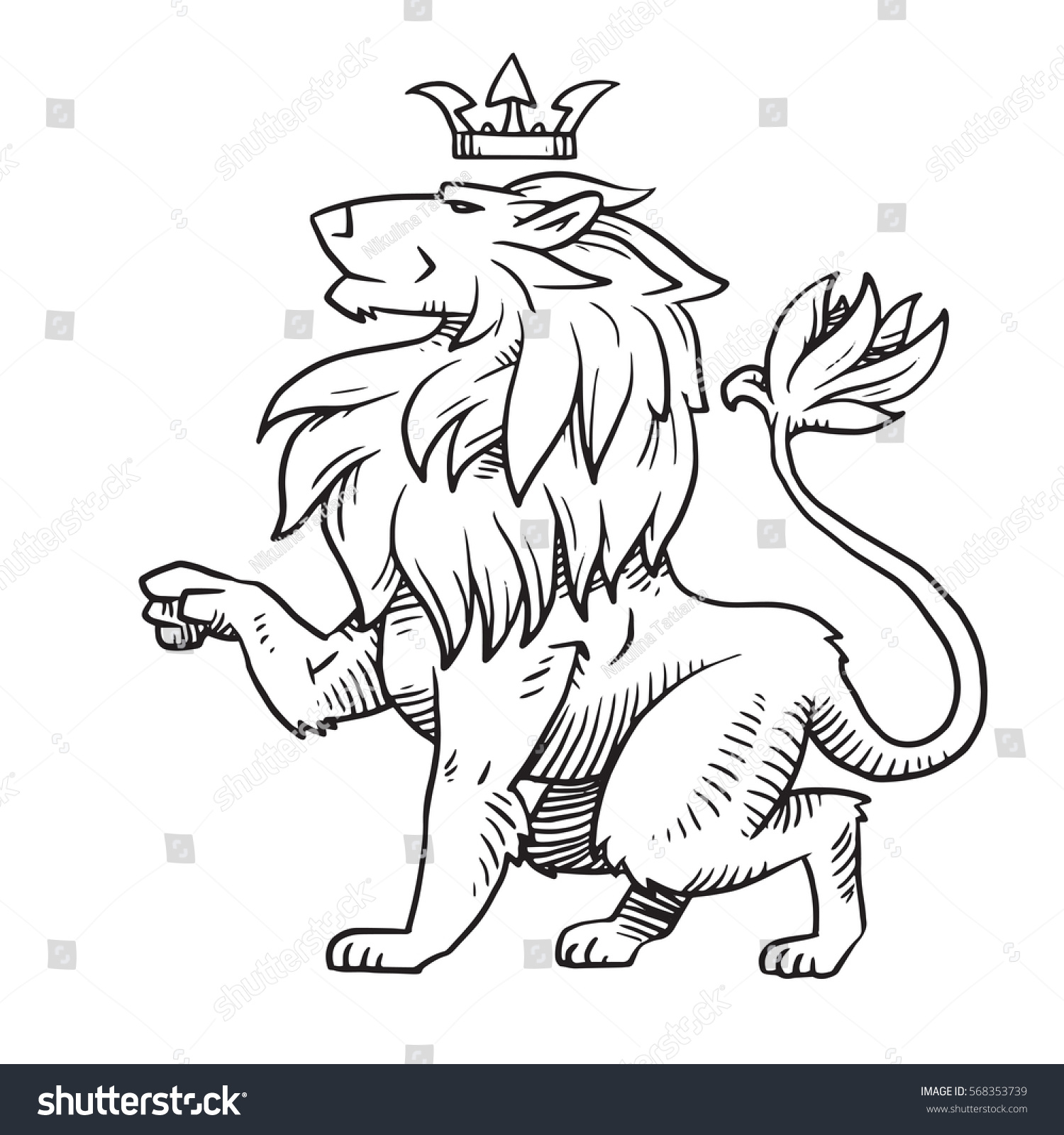 Vector Image Heraldic Lion Big Mane Stock Vector (Royalty Free ...