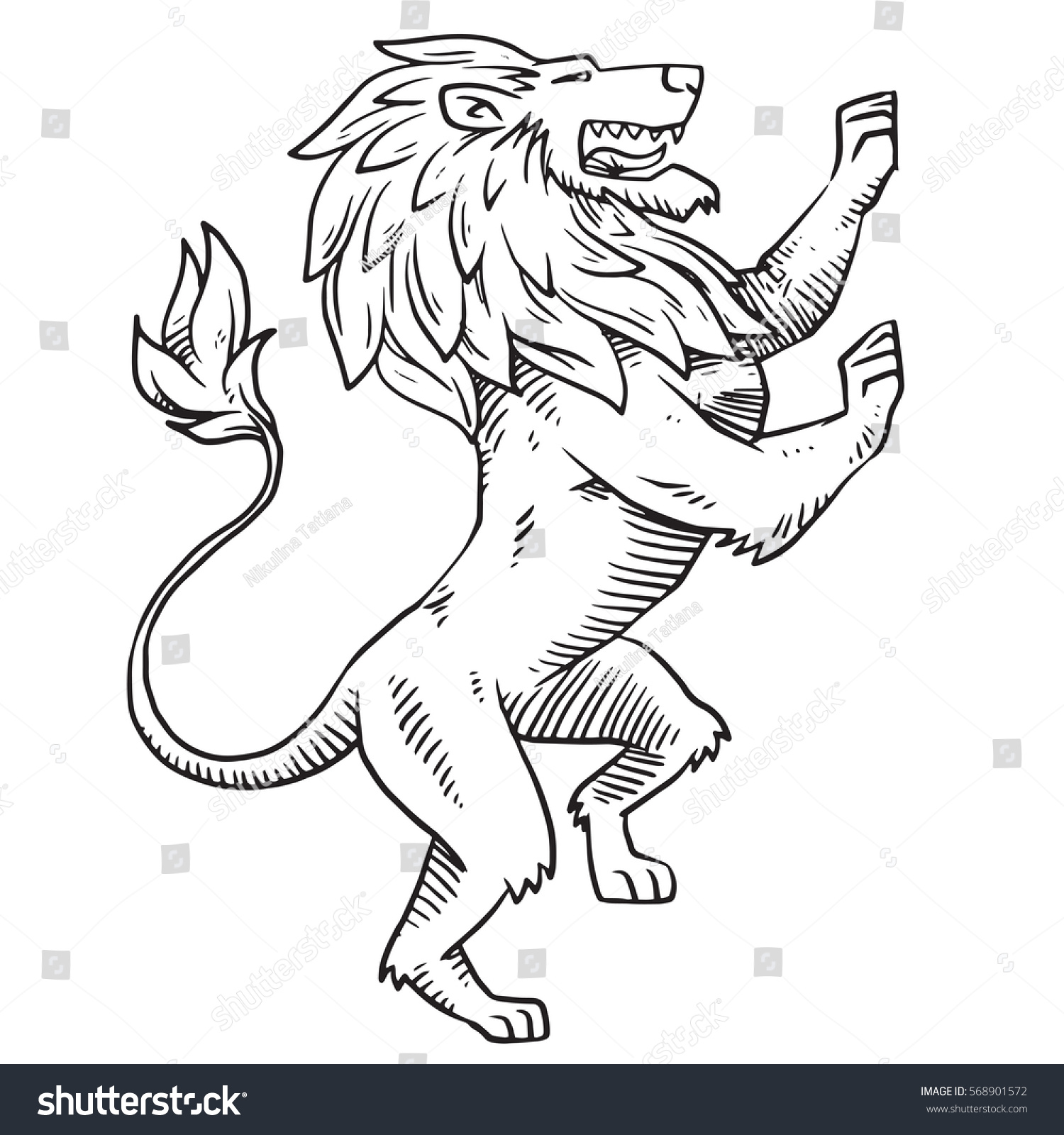 Vector Image Heraldic Lion Big Mane Stock Vector (Royalty Free) 568901572