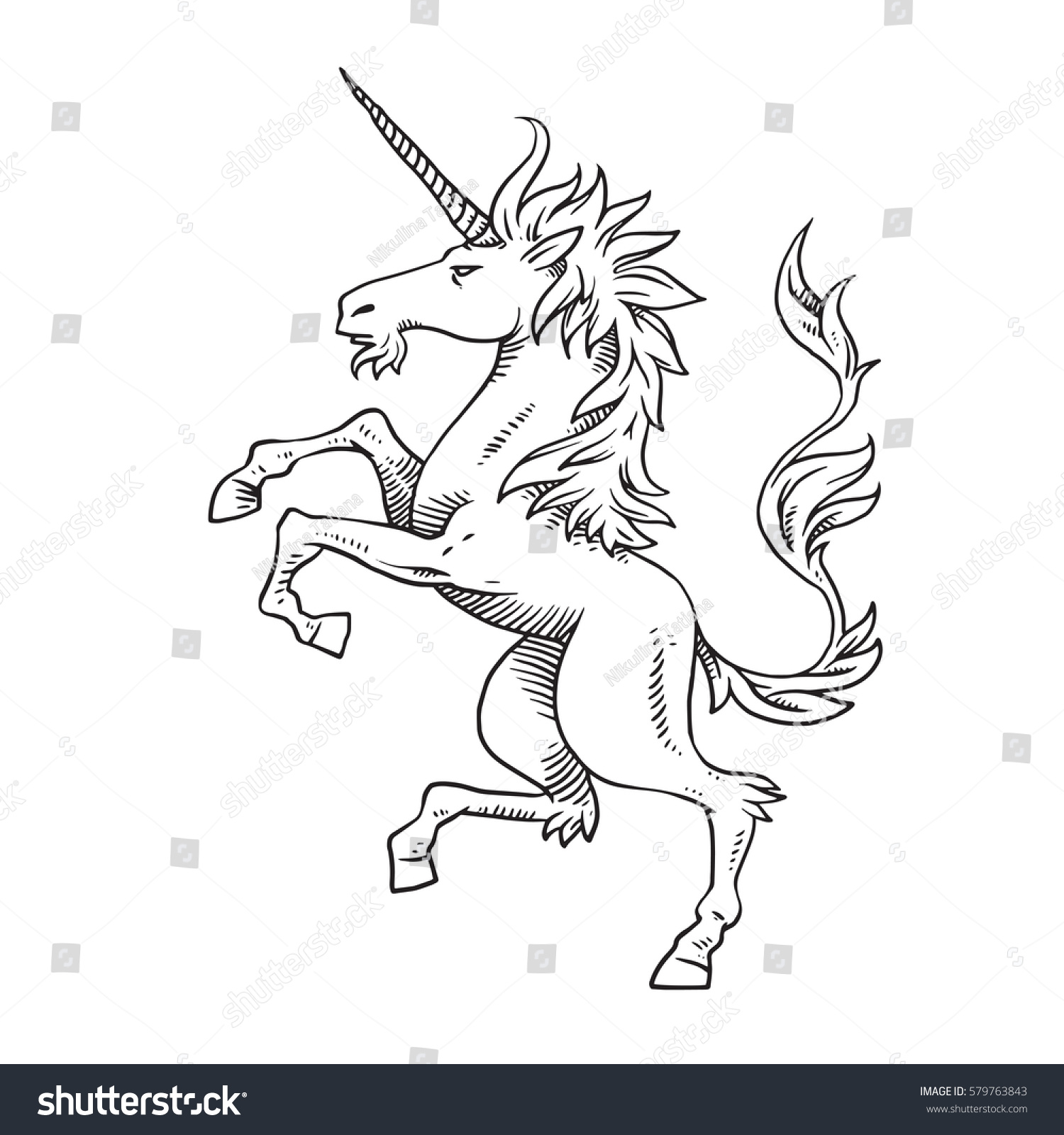 Vector Image Heraldic Unicorn Standing On Stock Vector 579763843 ...