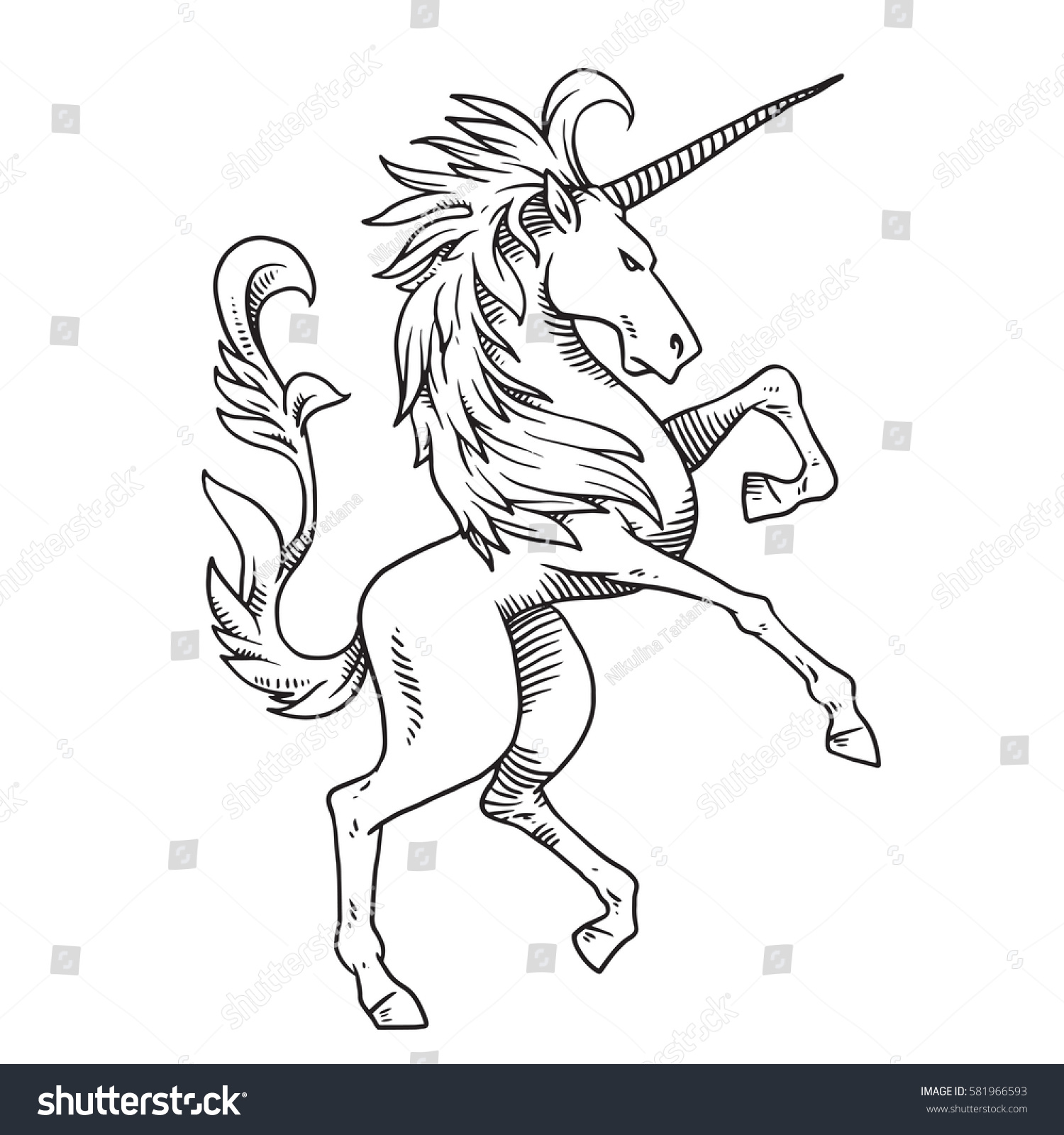 Vector Image Heraldic Unicorn Standing On Stock Vector (Royalty Free ...