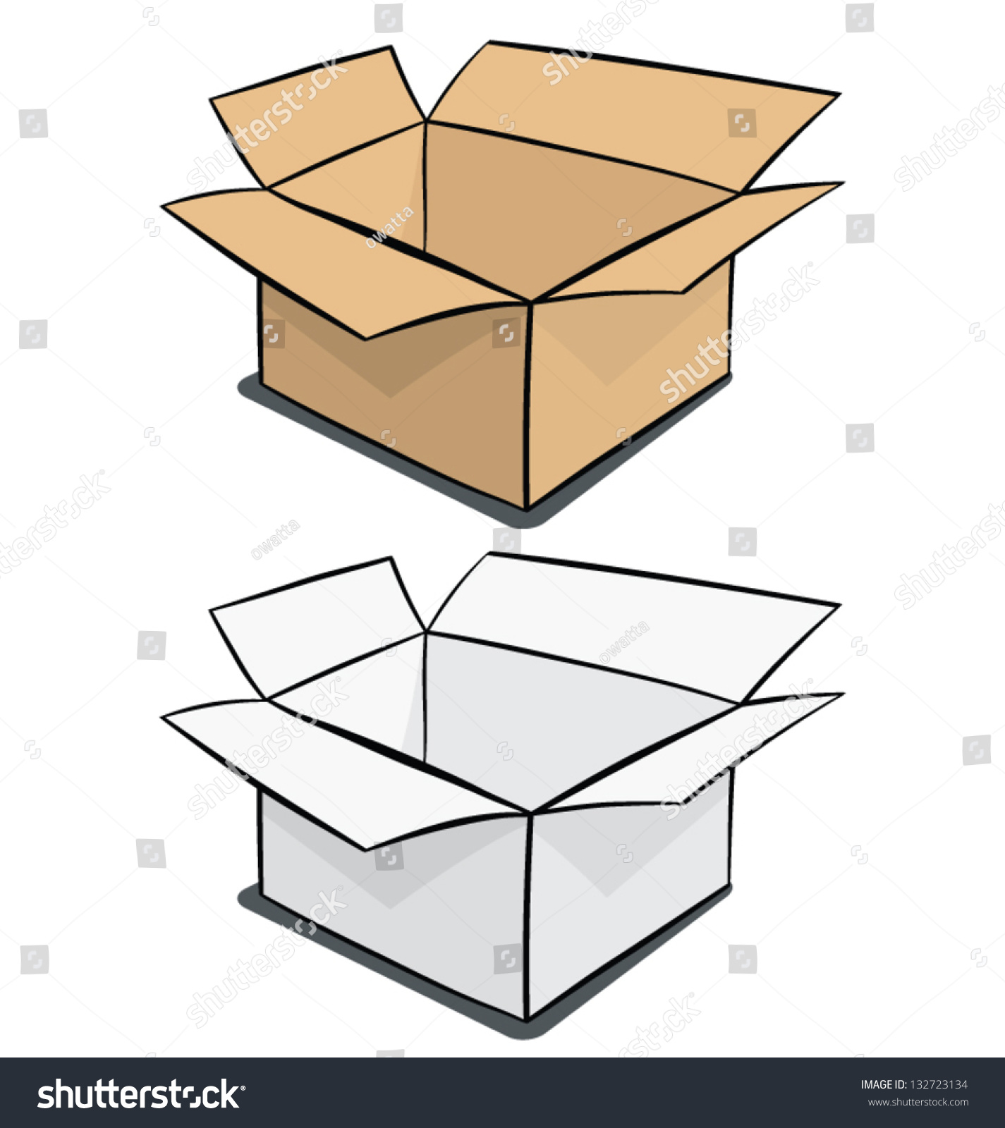 Vector Image Opened Paper Boxes Brown Stock Vector (Royalty Free) 132723134