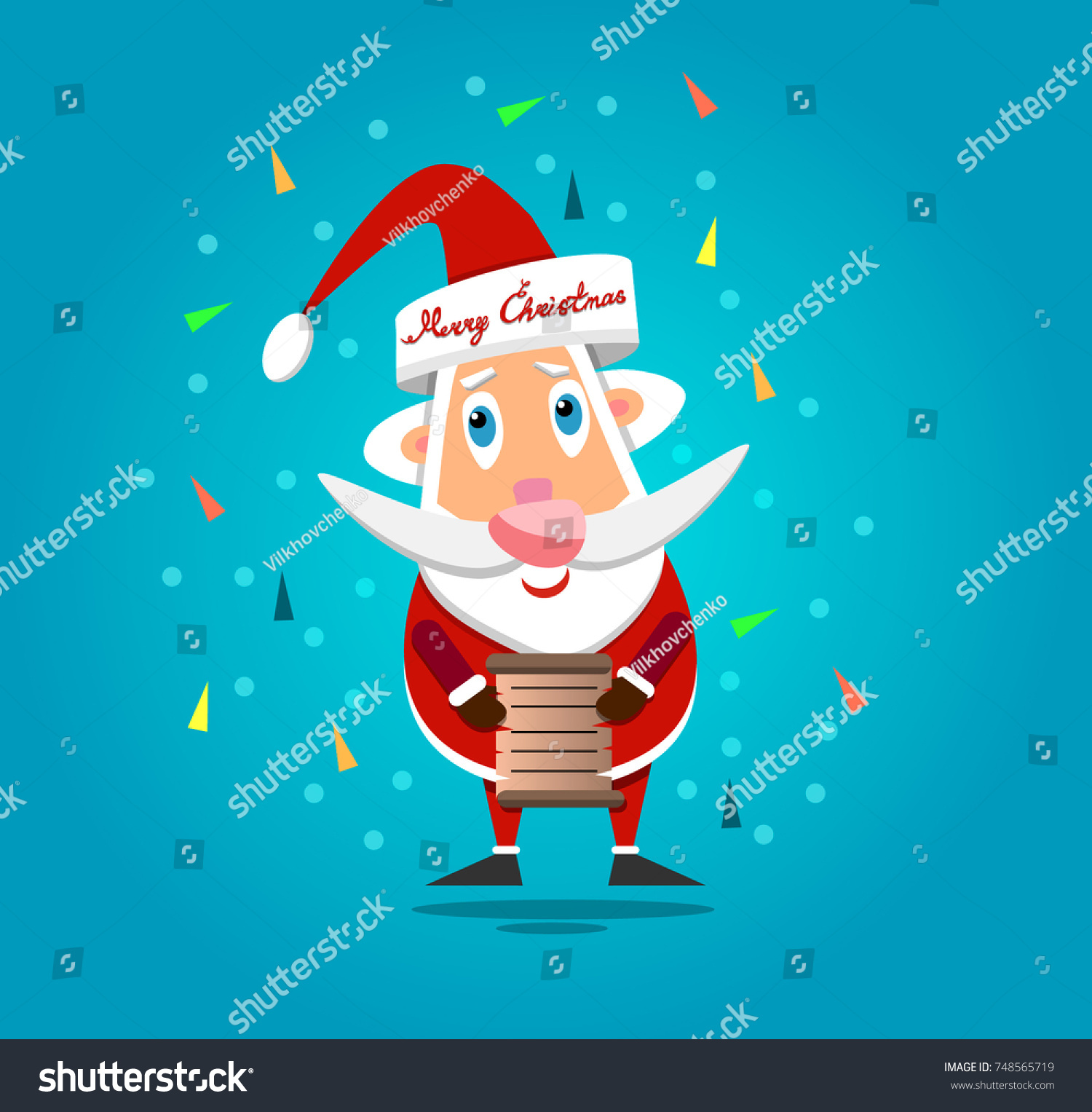 Vector image of Santa Claus with a list of ts