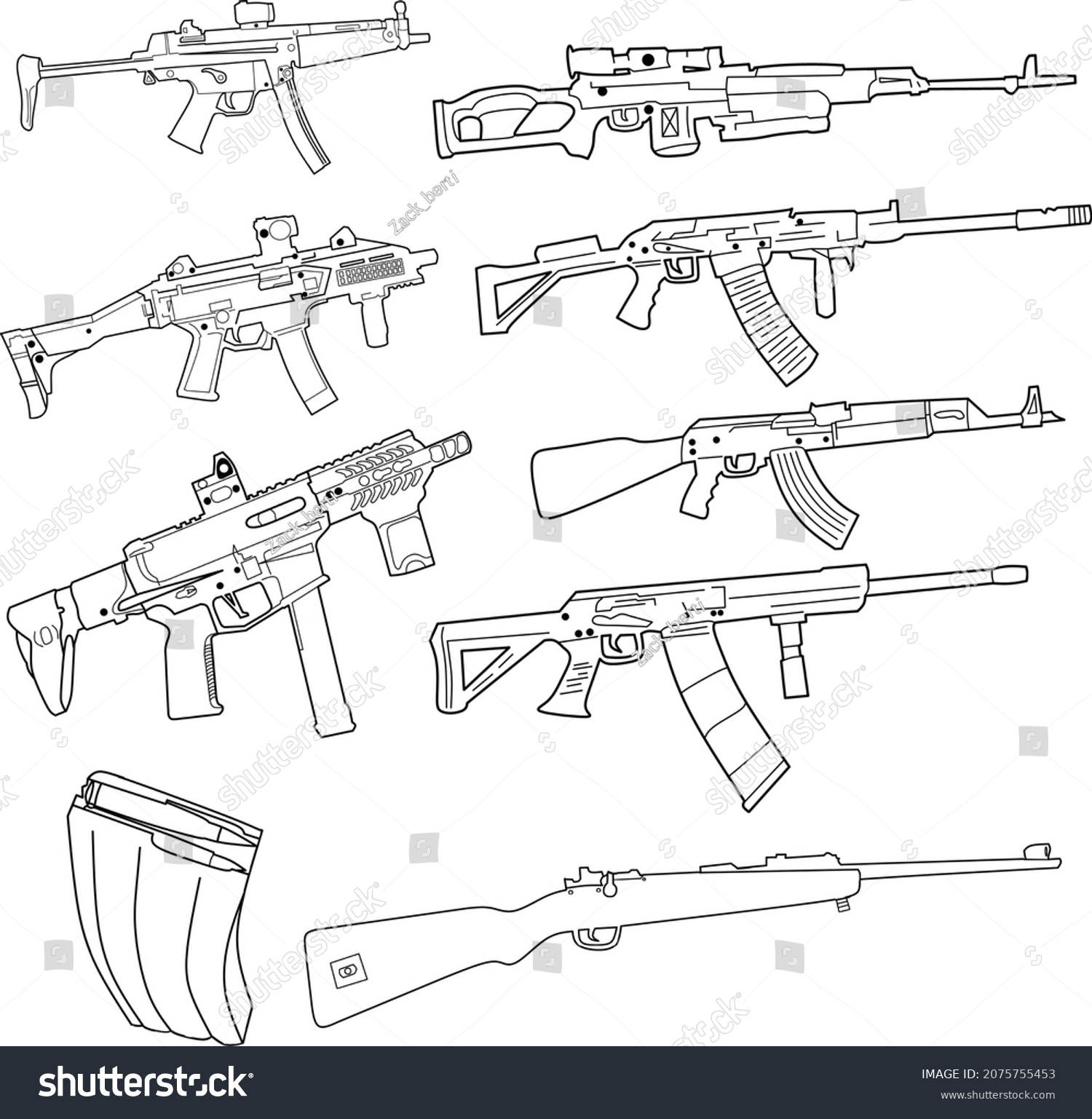 Vector Image Several Types Machine Guns Stock Vector (Royalty Free ...