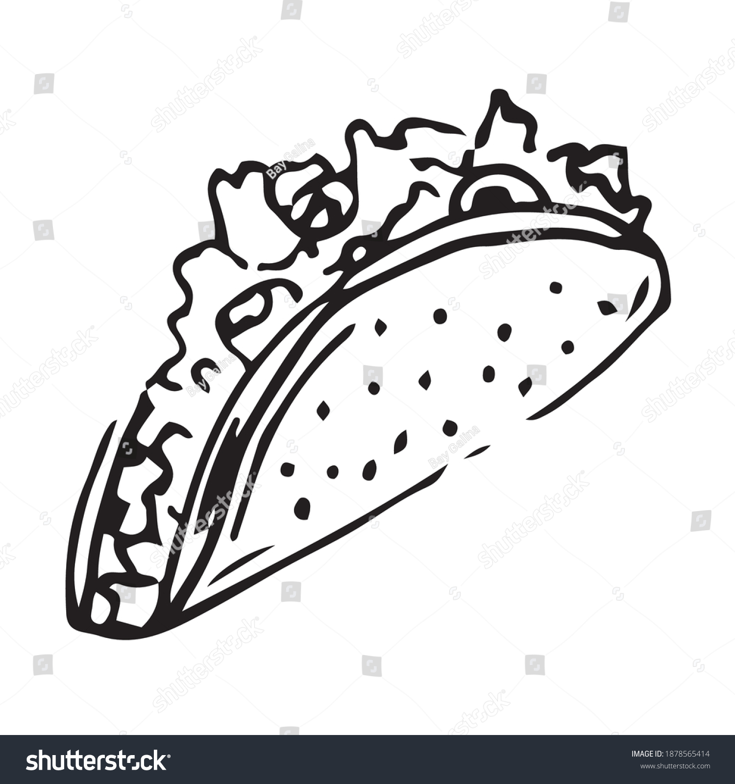 Vector Image Tacos Black Drawing On Stock Vector (Royalty Free ...