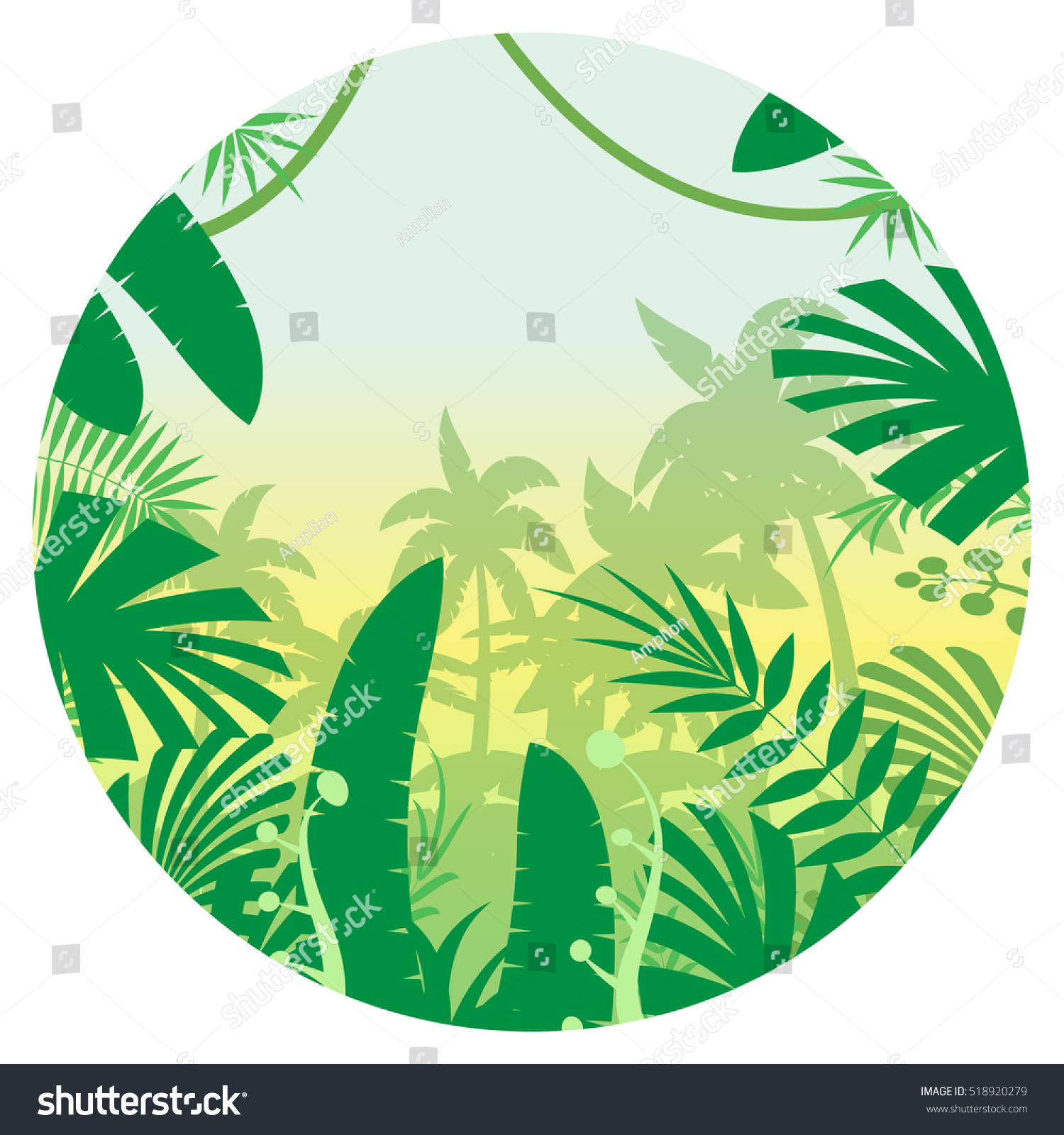 Vector Image Jungle Flat Background Stock Vector 518920279 - Shutterstock