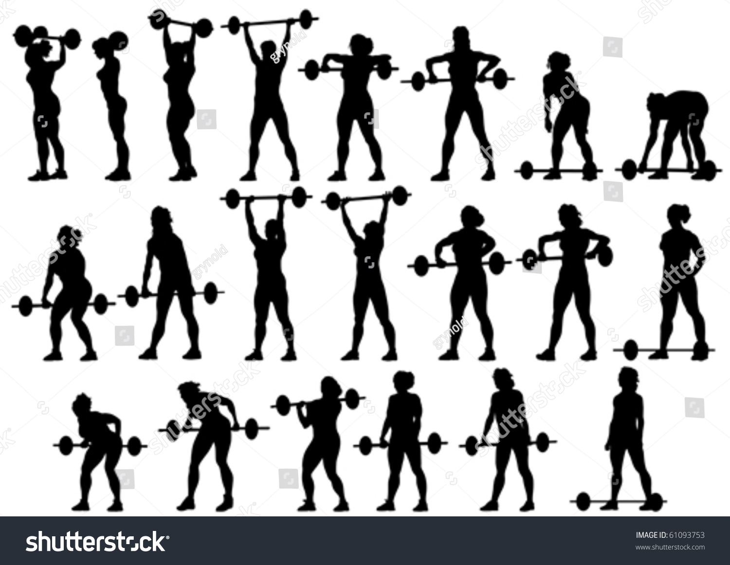 SVG of Vector image of young athletic women with a heavy barbell svg