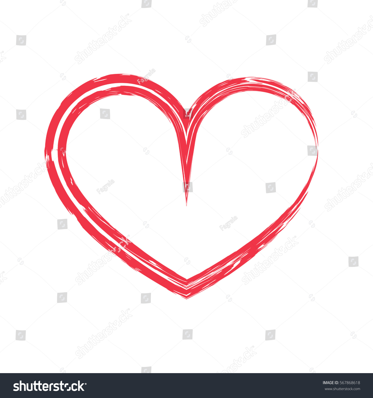 Vector Image Red Double Heart Contour Stock Vector (Royalty Free ...