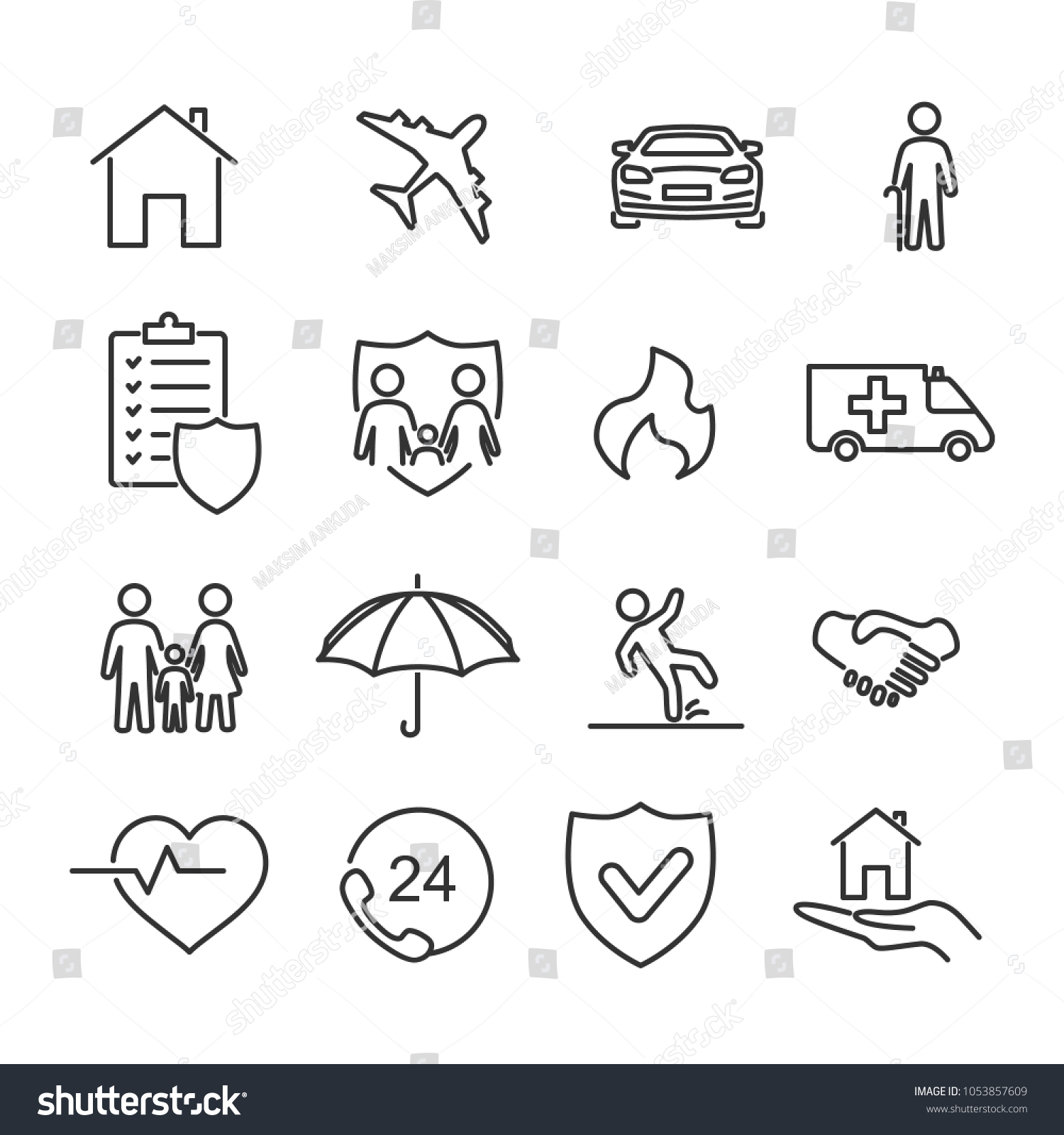 Vector Image Set Insurance Line Icons Stock Vector (Royalty Free ...