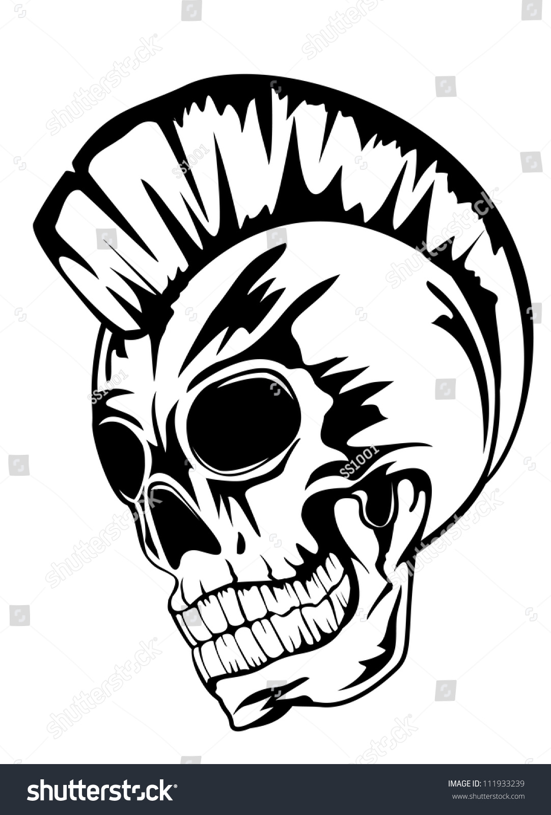 Vector Image Skull Of The Punk With Mohawk On Head - 111933239 ...