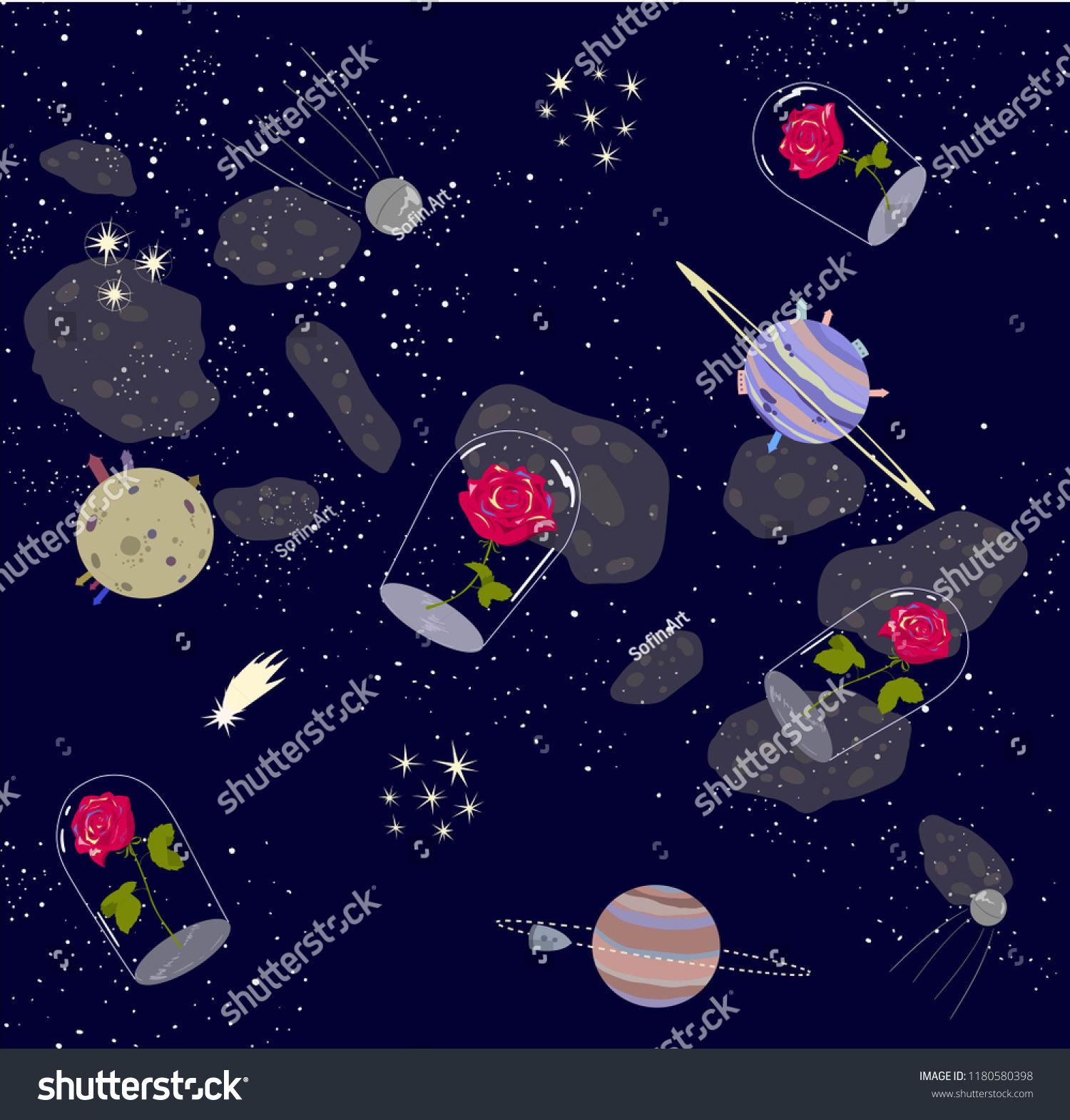 Vector Image Space Wallpaper Planets Stars Stock Vector Royalty