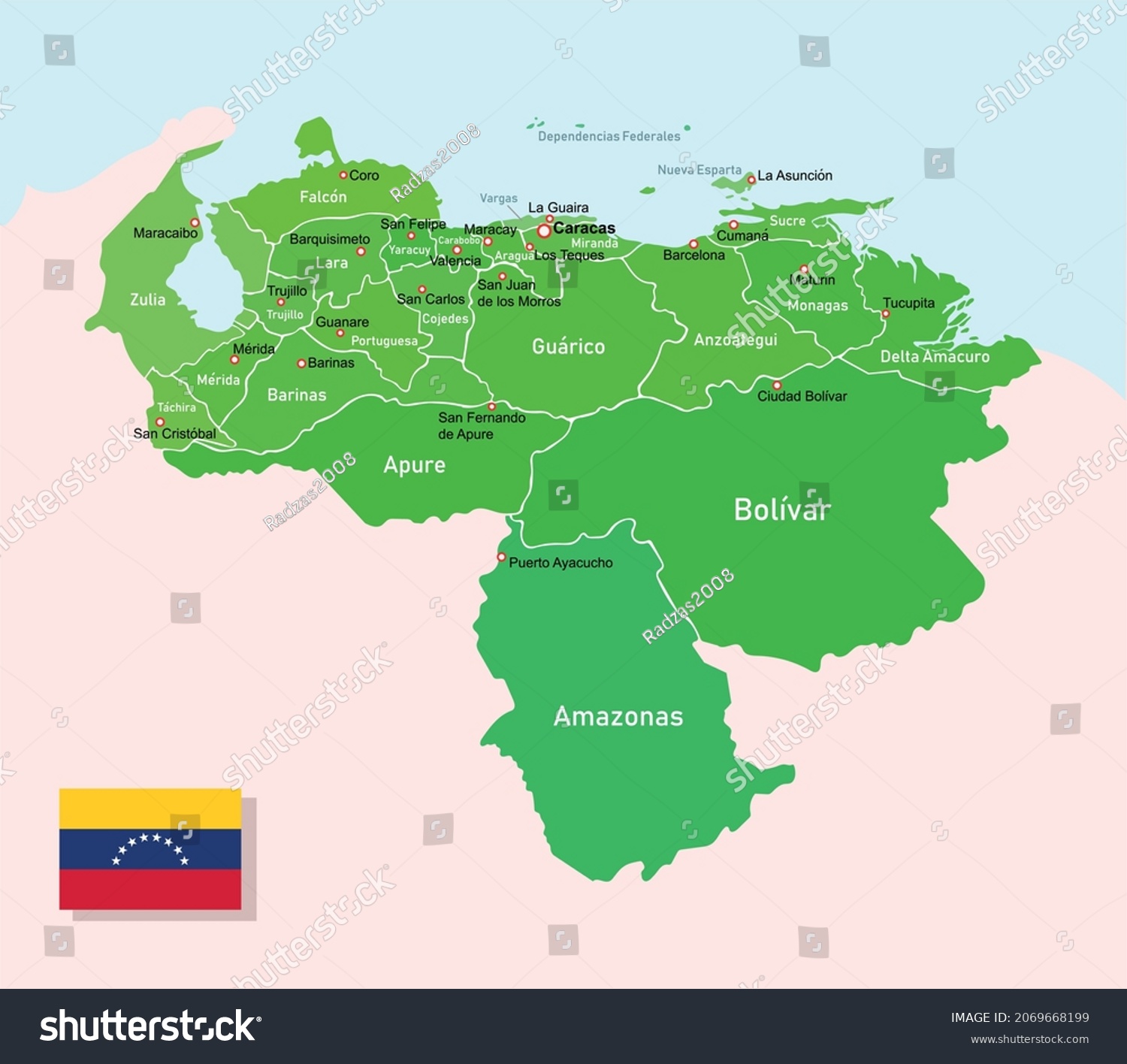 Vector Image Venezuela Regions Map Stock Vector (Royalty Free ...