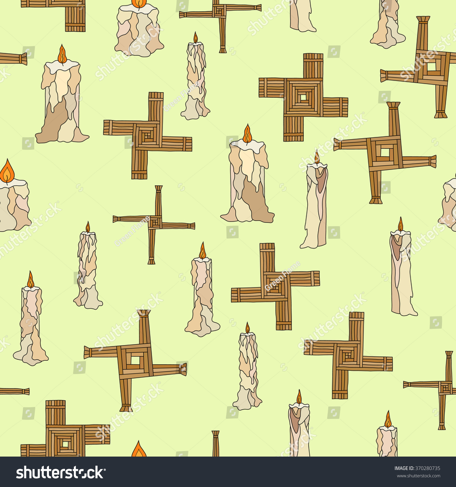 SVG of vector imbolc seamless with candles and brigid cross svg