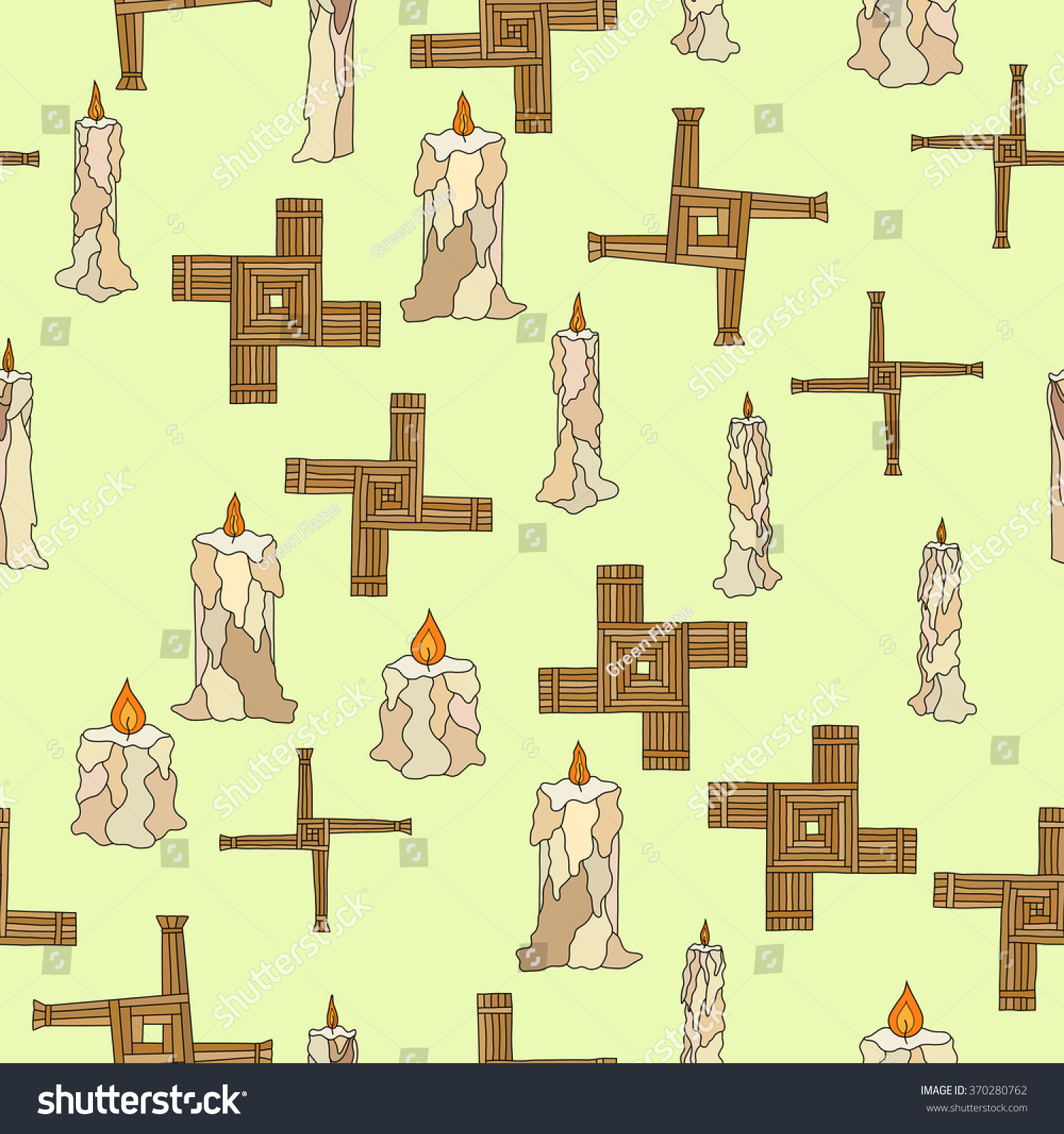 SVG of vector imbolc seamless with candles and brigid cross svg
