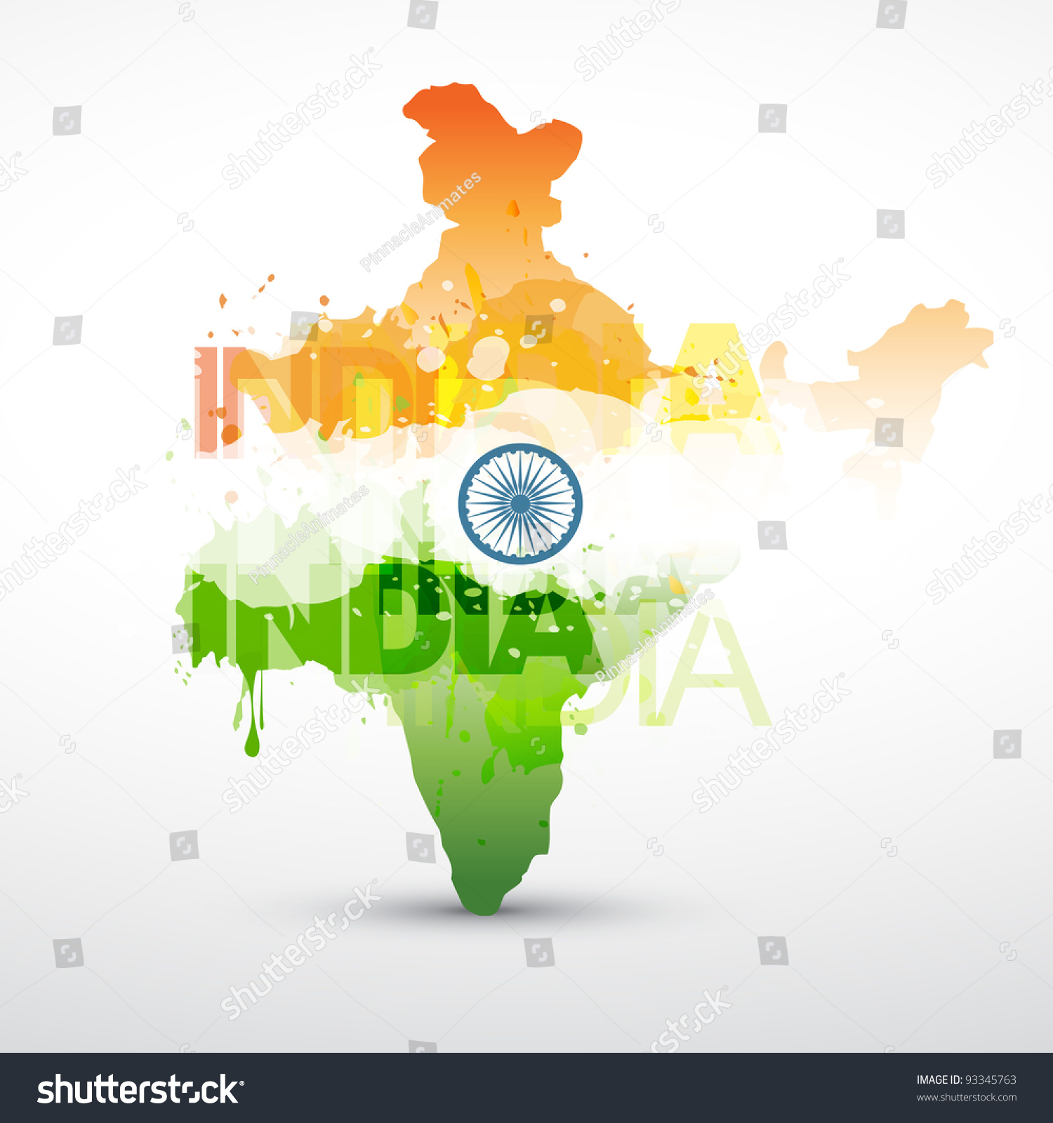 Vector India Map Indian Flag Stock Vector Royalty Free 93345763