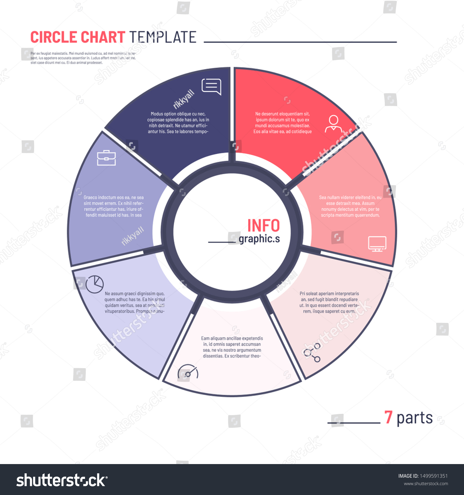 Vector Infographic Circle Chart Template Seven Stock Vector Royalty Free 1499591351 Shutterstock 4951