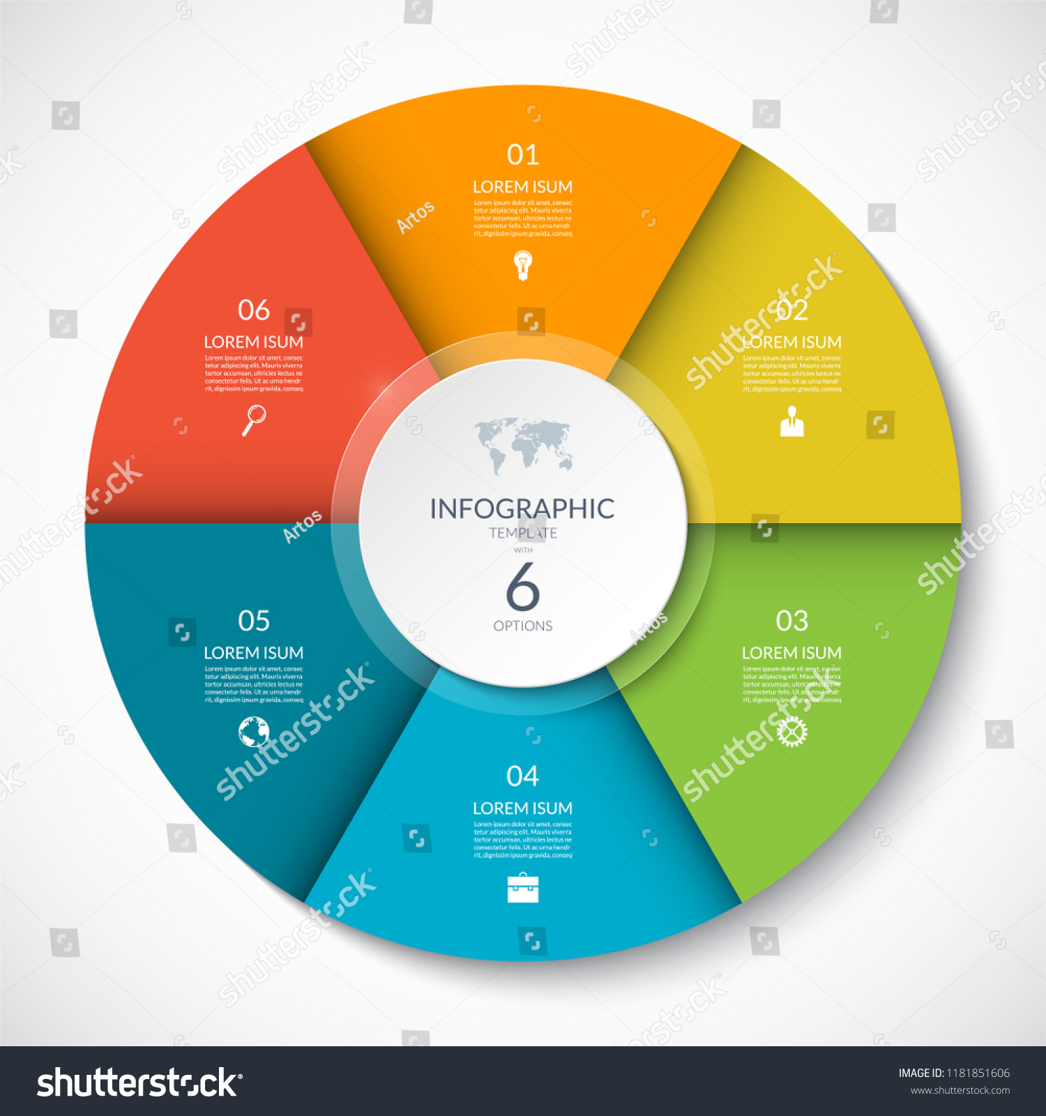 Vector Infographic Vector ... Cycle 6 Circle Diagram Stock