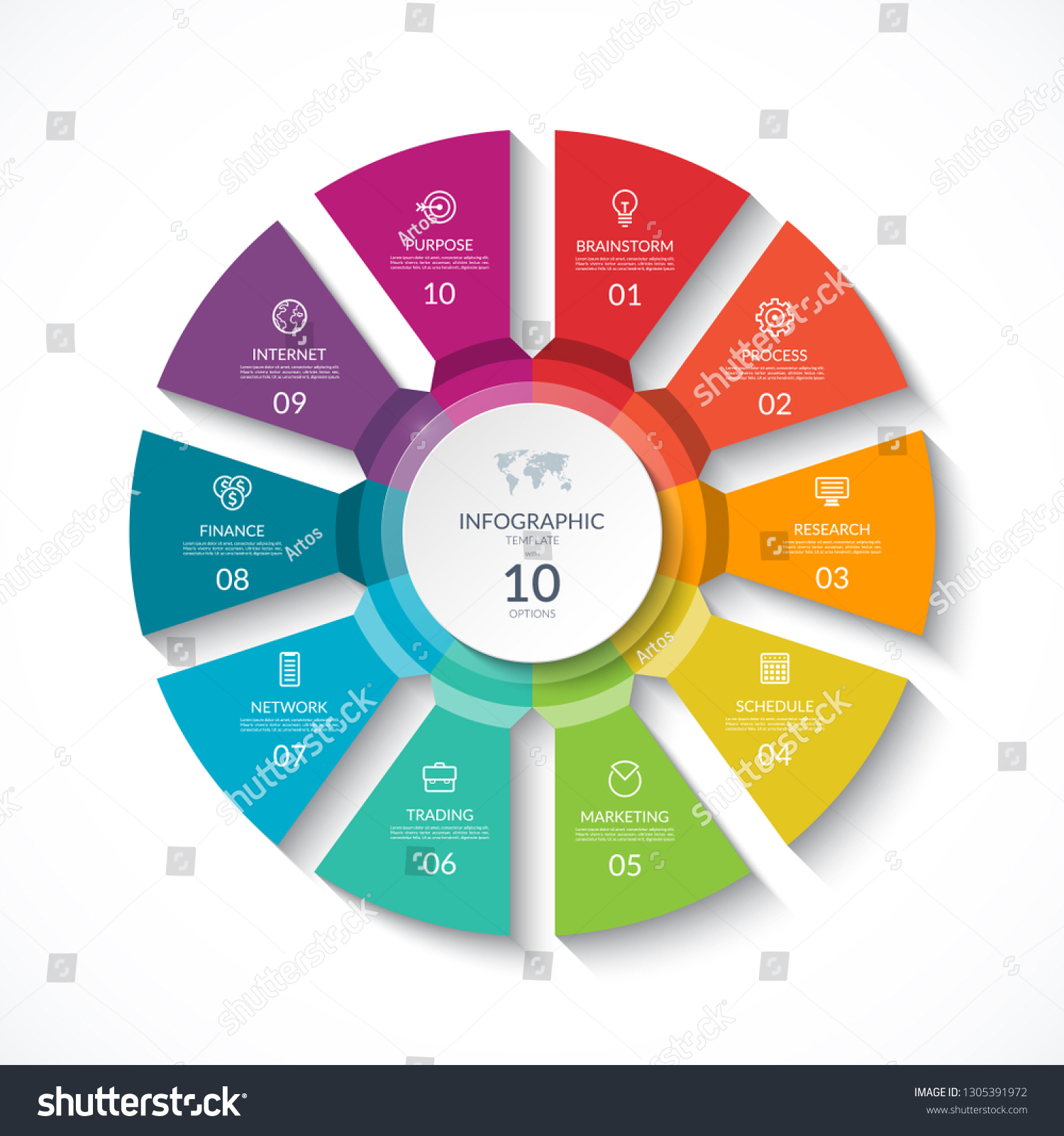 Vector Infographic Circle Cycle Diagram 10 Stock Vector Royalty Free 1305391972 Shutterstock 6566