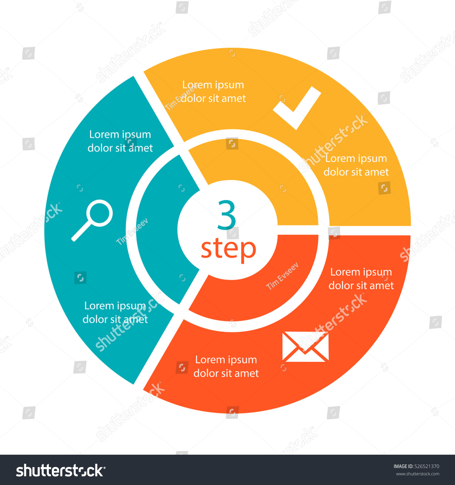 vector circle diagram 3 Vector Infographic Stock 3 Circle Template Steps Vector