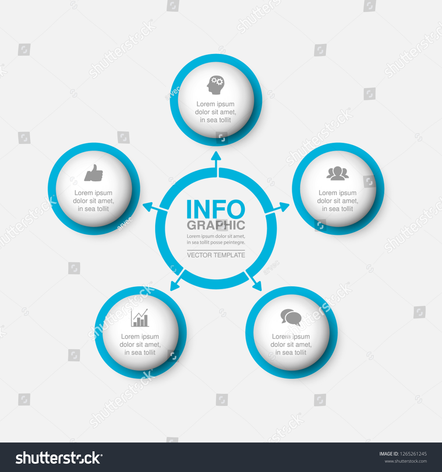 Vector Infographic Template Circular Diagram Graph Stock Vector Royalty Free 1265261245 3067