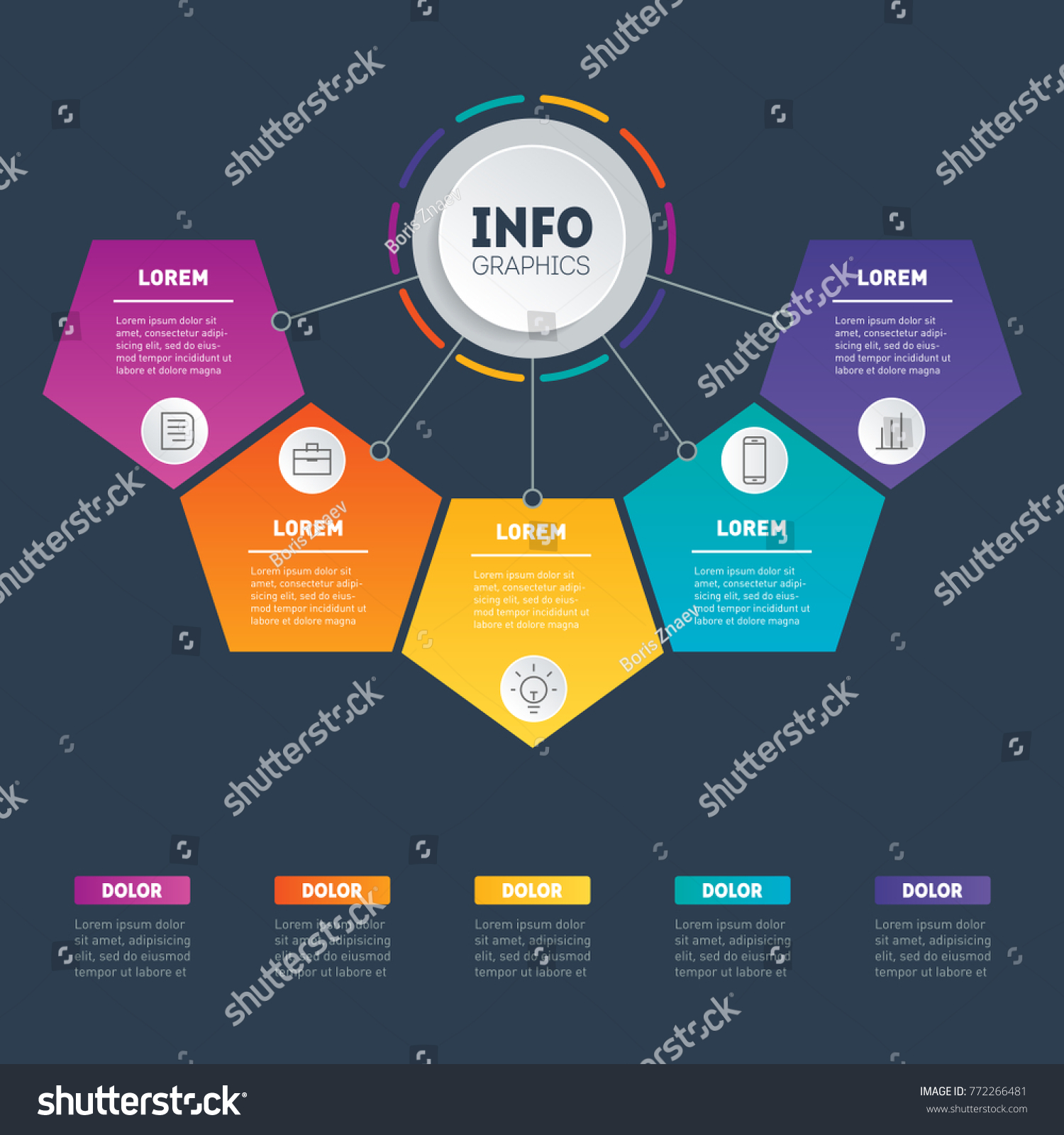 Vector Infographics 5 Parts Technology Education Stock Vector (Royalty ...