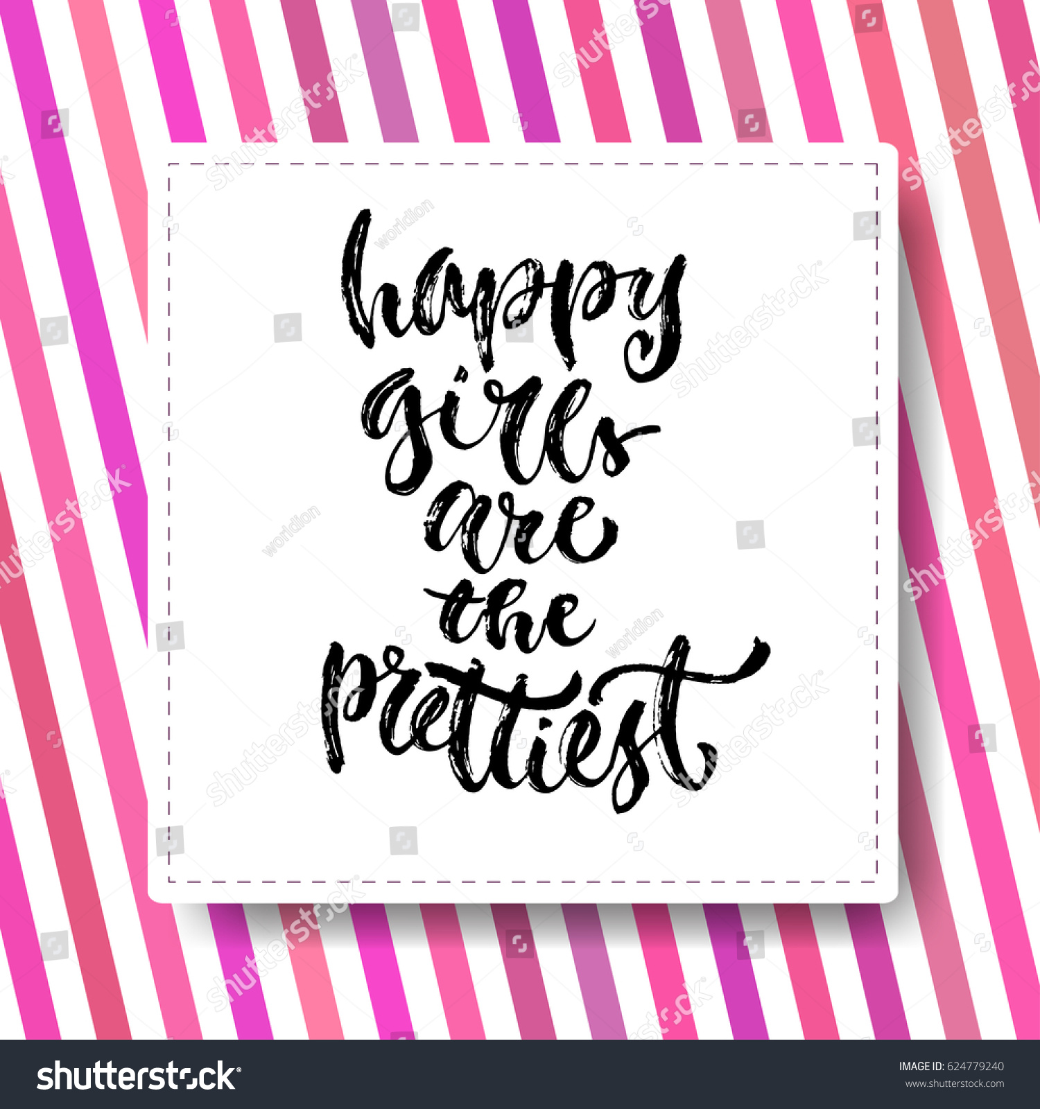 Vector Inspirational Calligraphy Happy Girls Prettiest Stock Vector