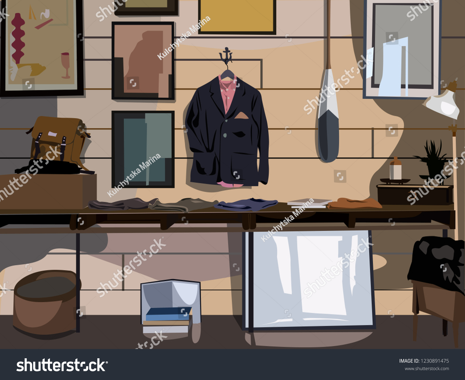 Vector Interior Shop Hipster Style Stock Vector Royalty Free 1230891475