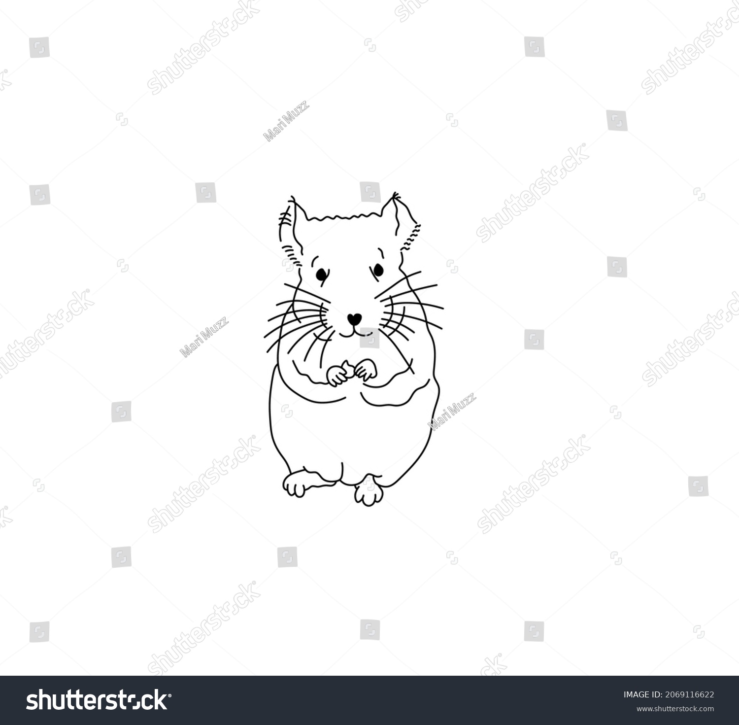 SVG of Vector isolated chinchilla standing on its hind legs contour line drawing. Colorless black and white drawn chinchilla svg