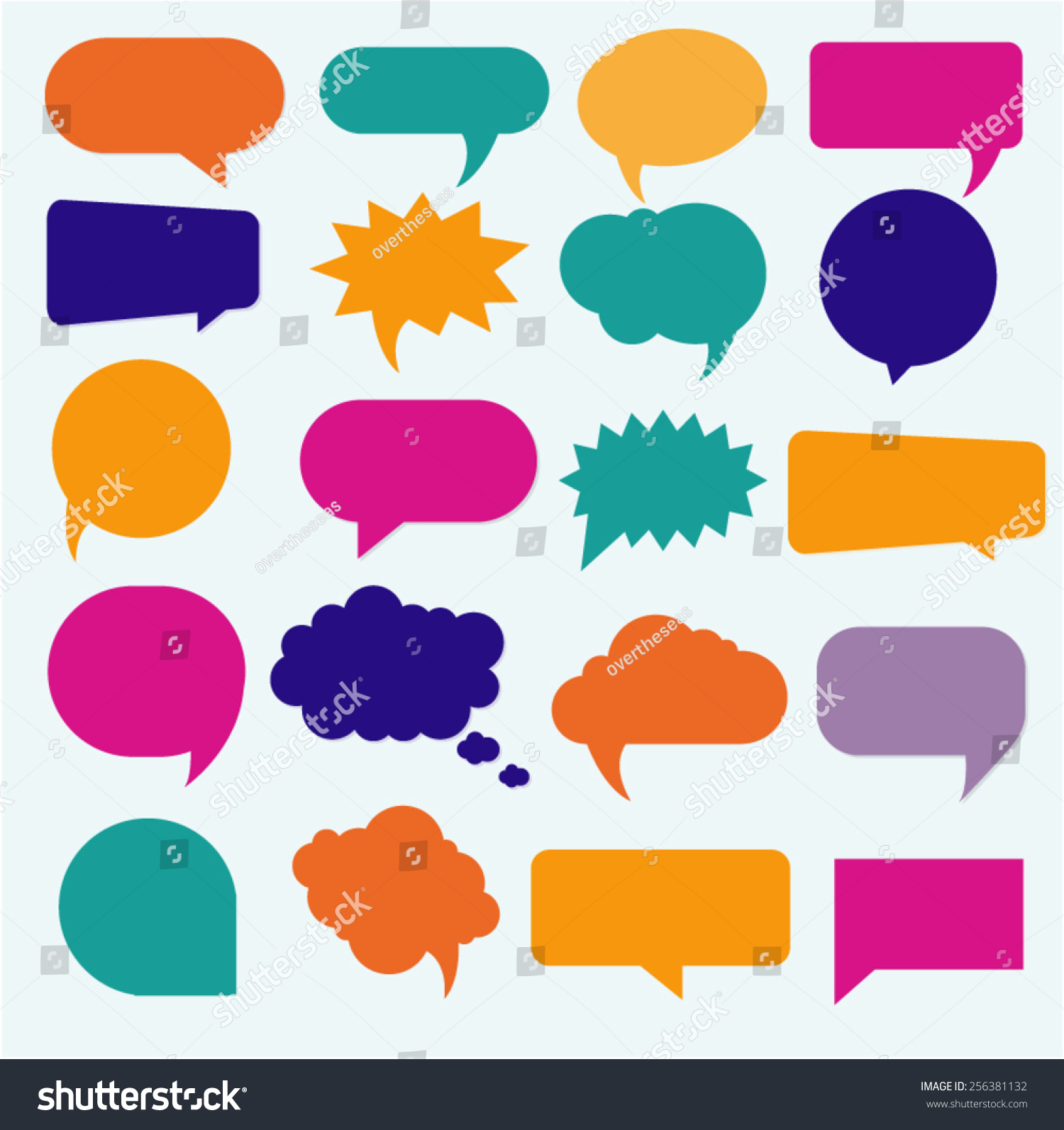 Vector Isolated Colorful Big Speech Bubbles Set - 256381132 : Shutterstock