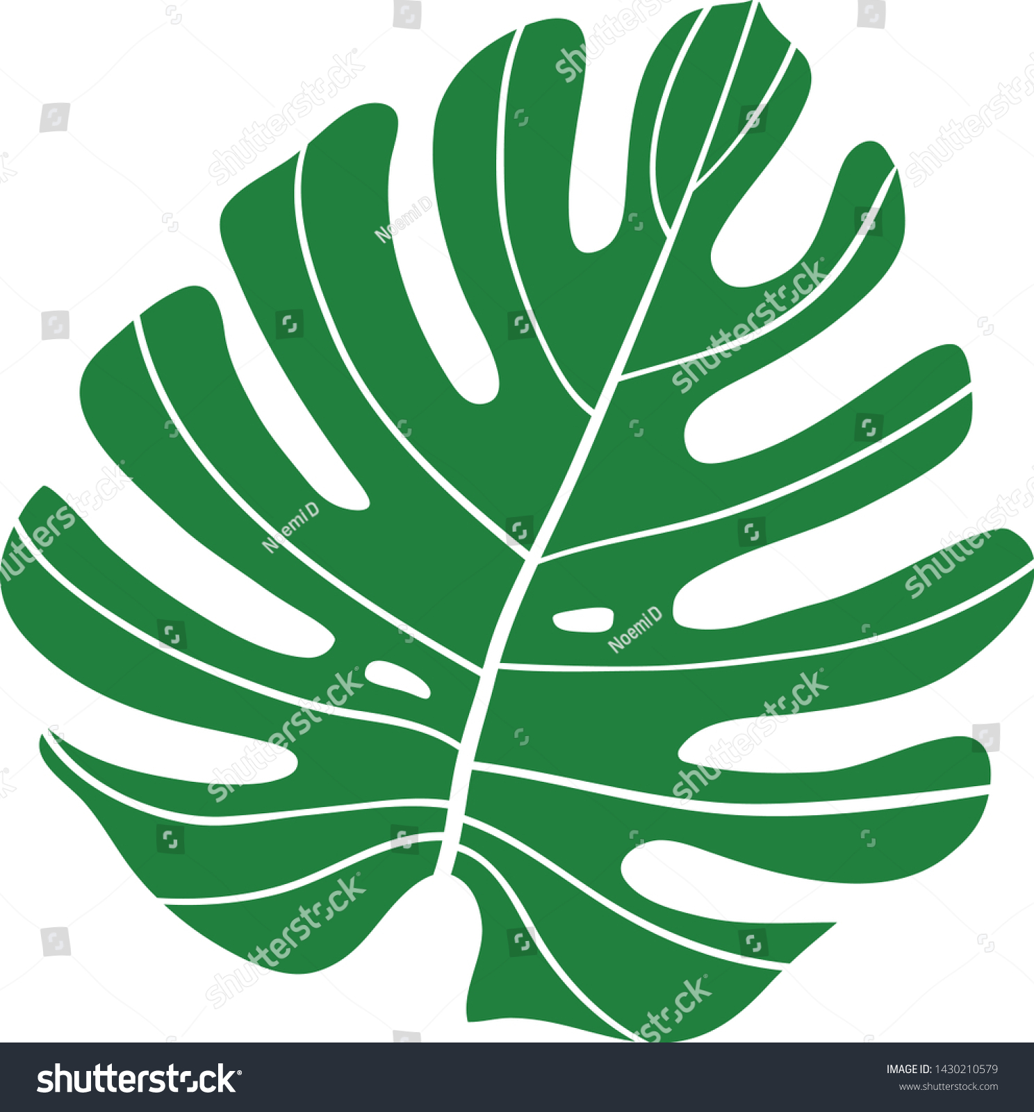 Vector Isolated Green Philodendron Leaf Silhouette Stock Vector ...