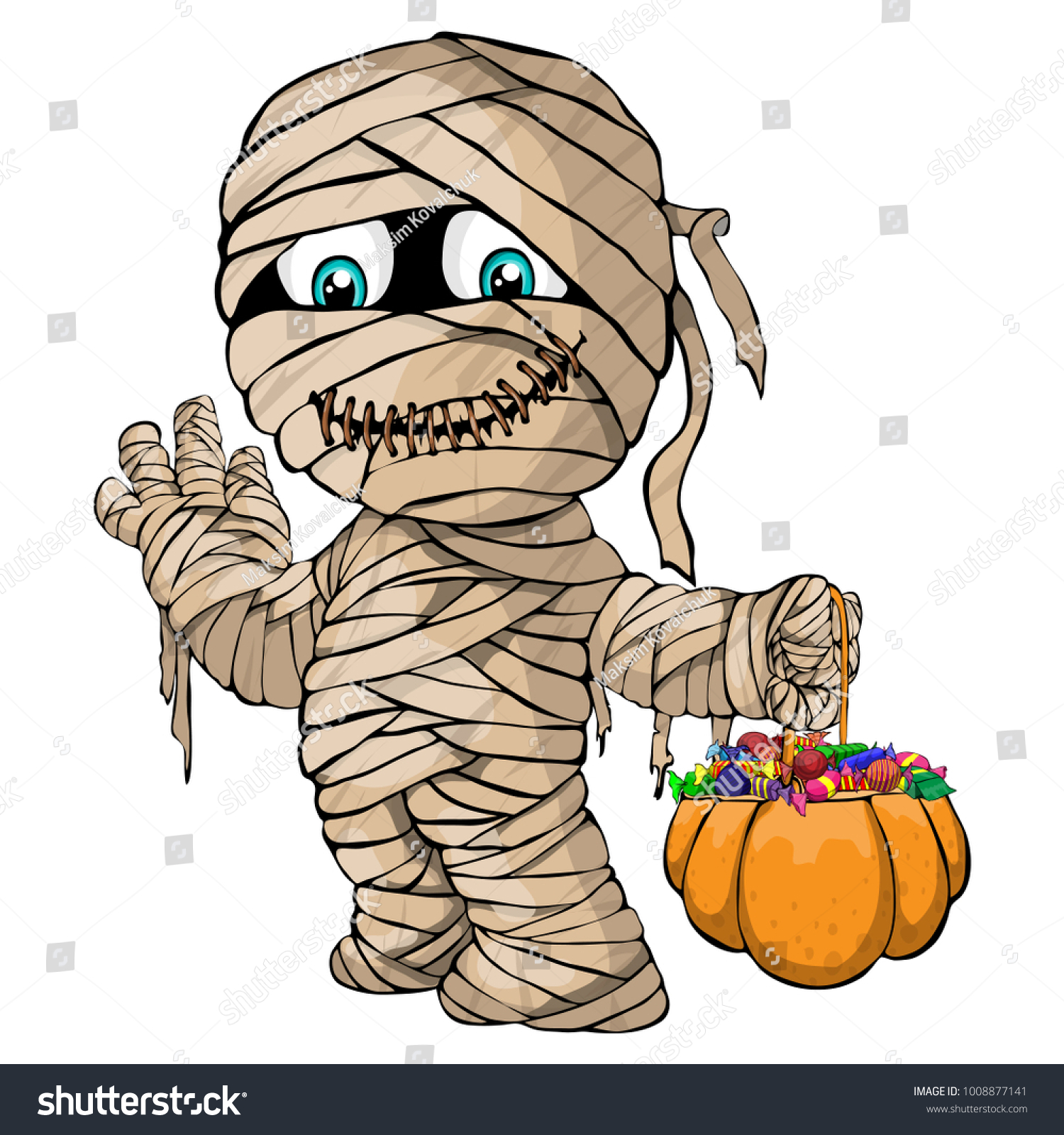 Vector Isolated Illustration Merry Mummy Halloween Stock Vector Royalty Free 1008877141