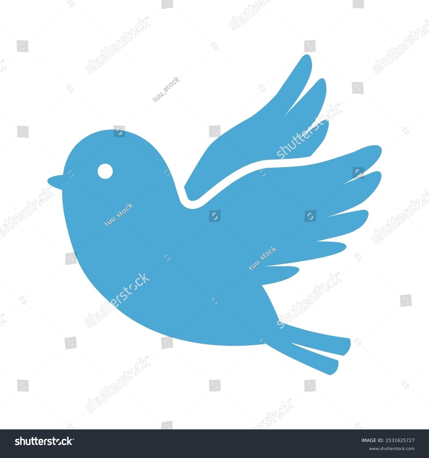 recommend clip art: Vector isolated illustration of a small blue bird flying in the sky.