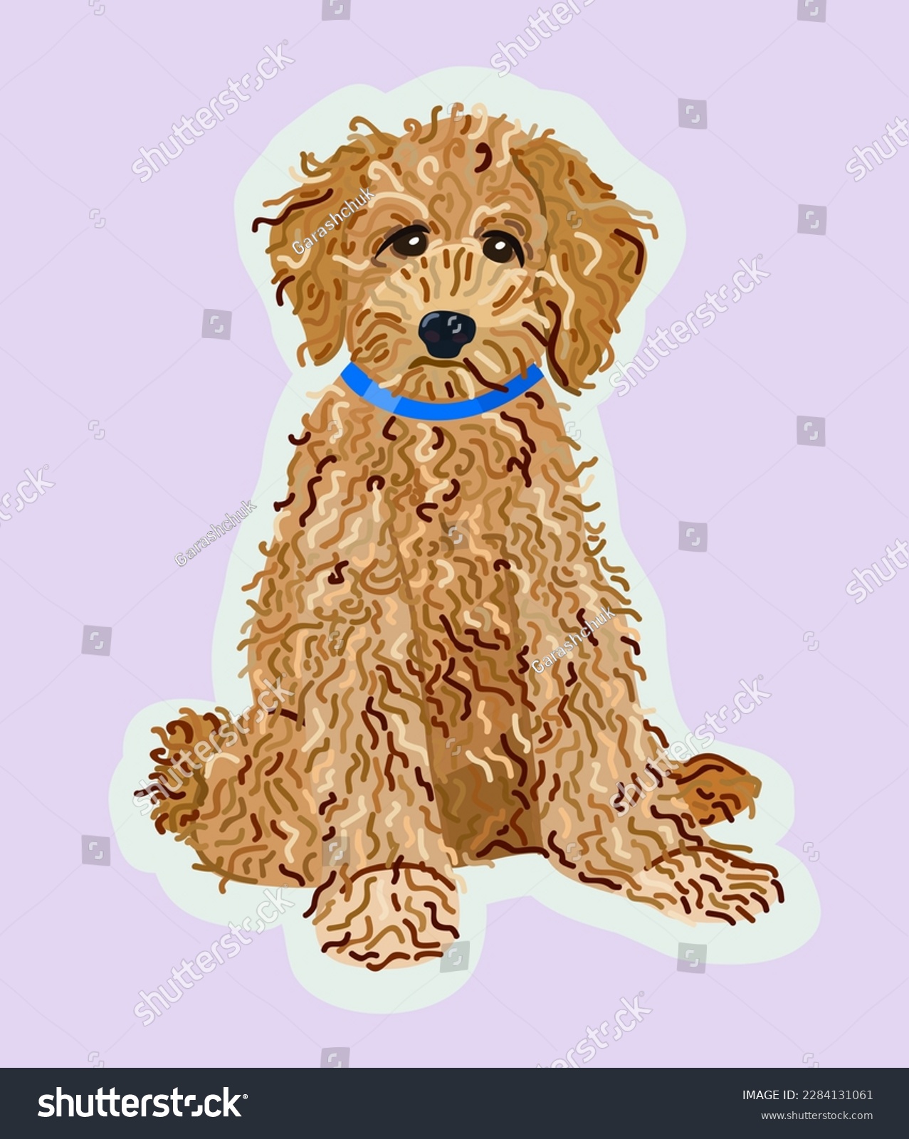 SVG of Vector isolated illustration of labradoodle. Cute domestic dog. svg