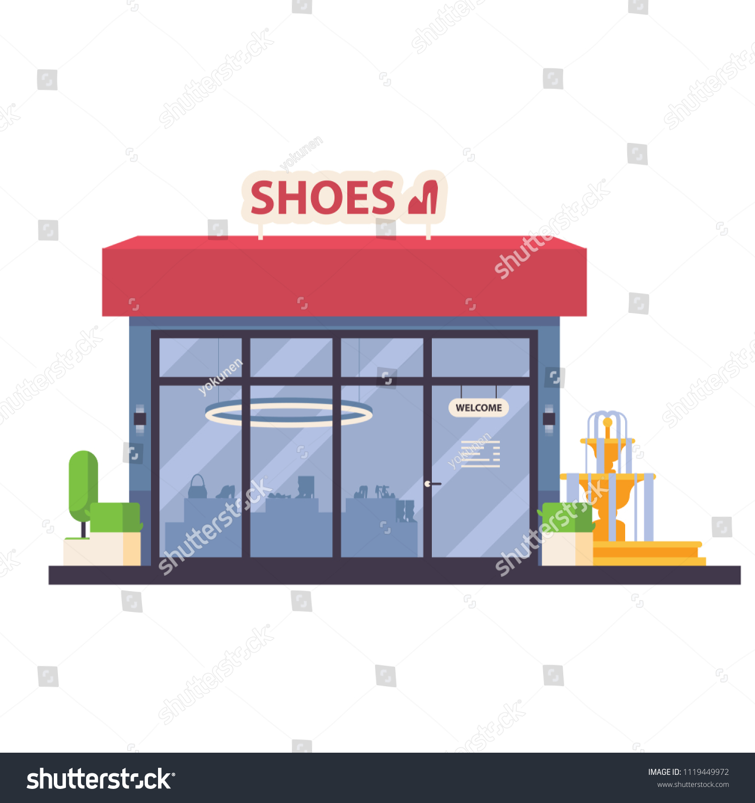 Vector Isolated Illustration Shoes Store Front Stock Vector (Royalty ...