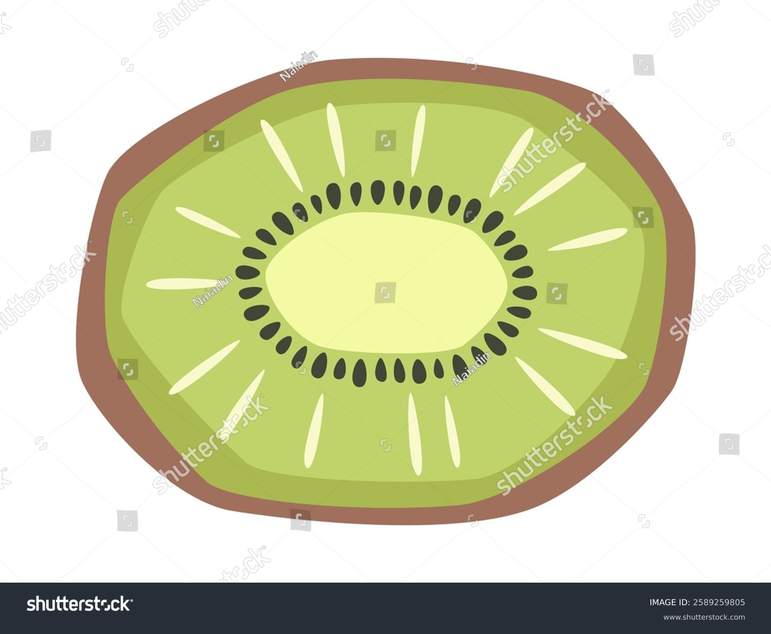 kiwi fruit slice green brown simple design clip art preview