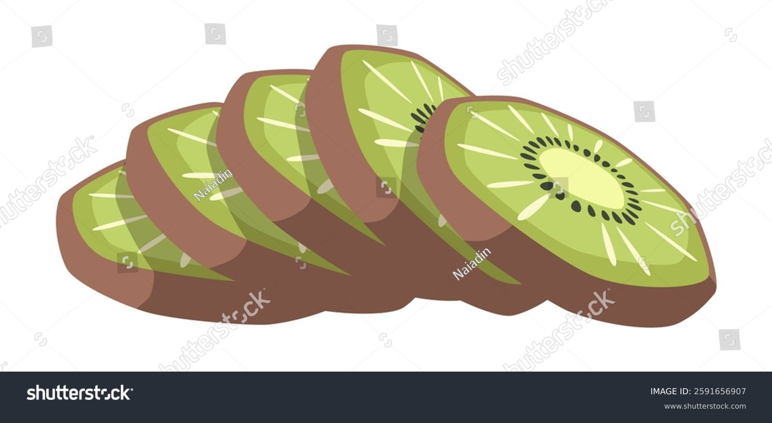 kiwi slices, green and brown, fruit, food clip art preview