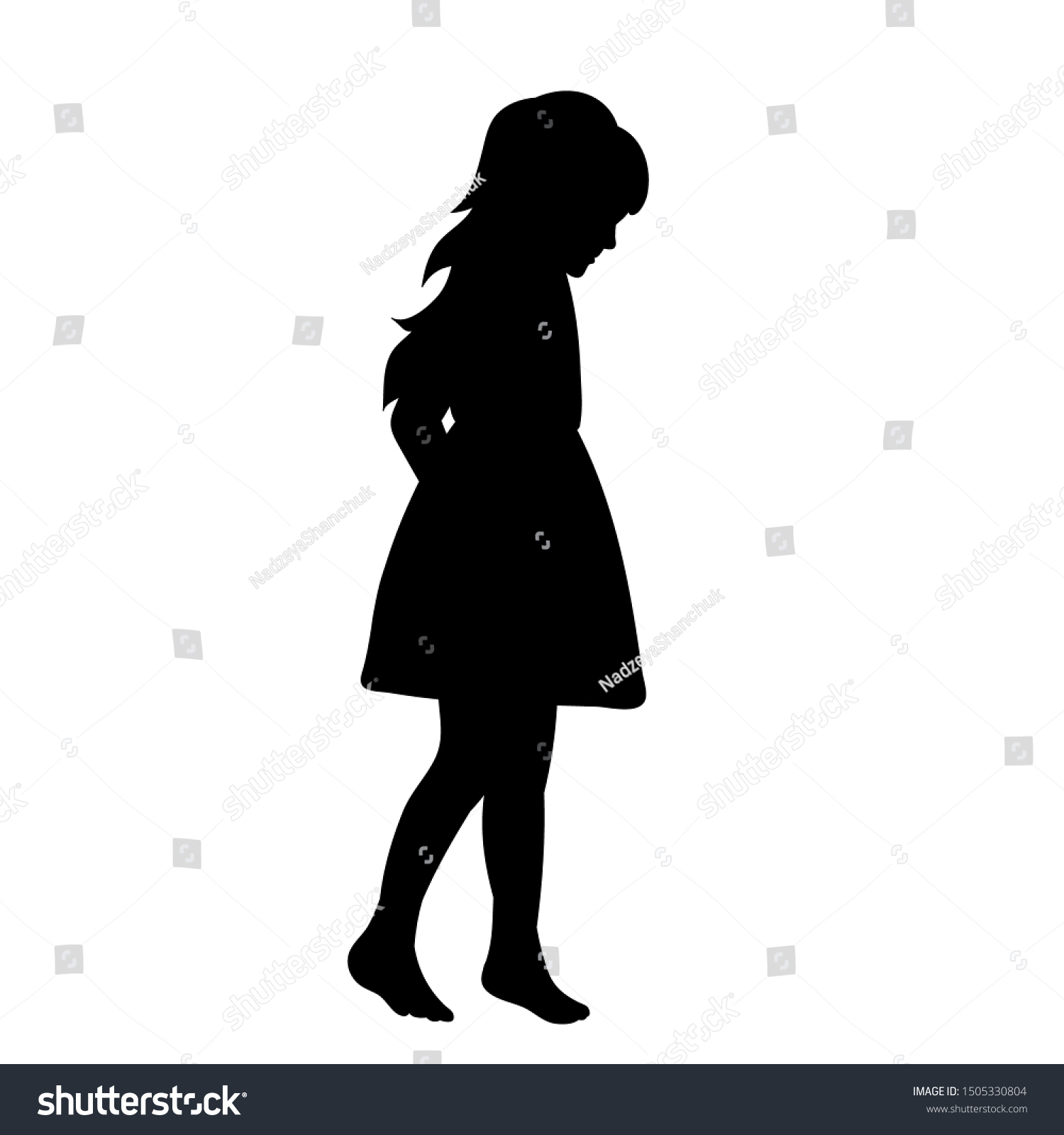 Vector Isolated Little Girl Silhouette Stock Vector (Royalty Free ...