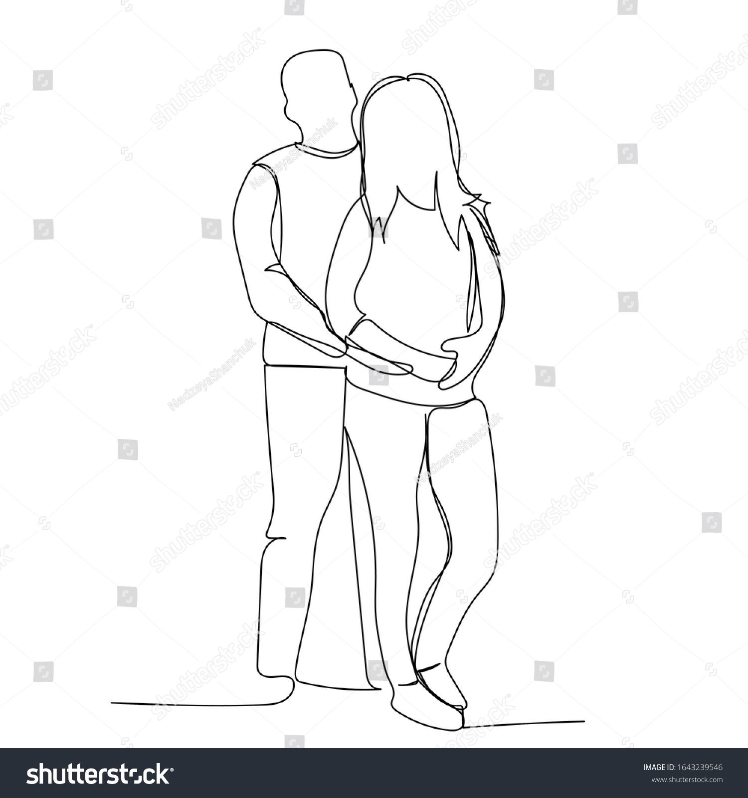 Vector Isolated Oneline Drawing Man Woman Stock Vector (Royalty Free ...