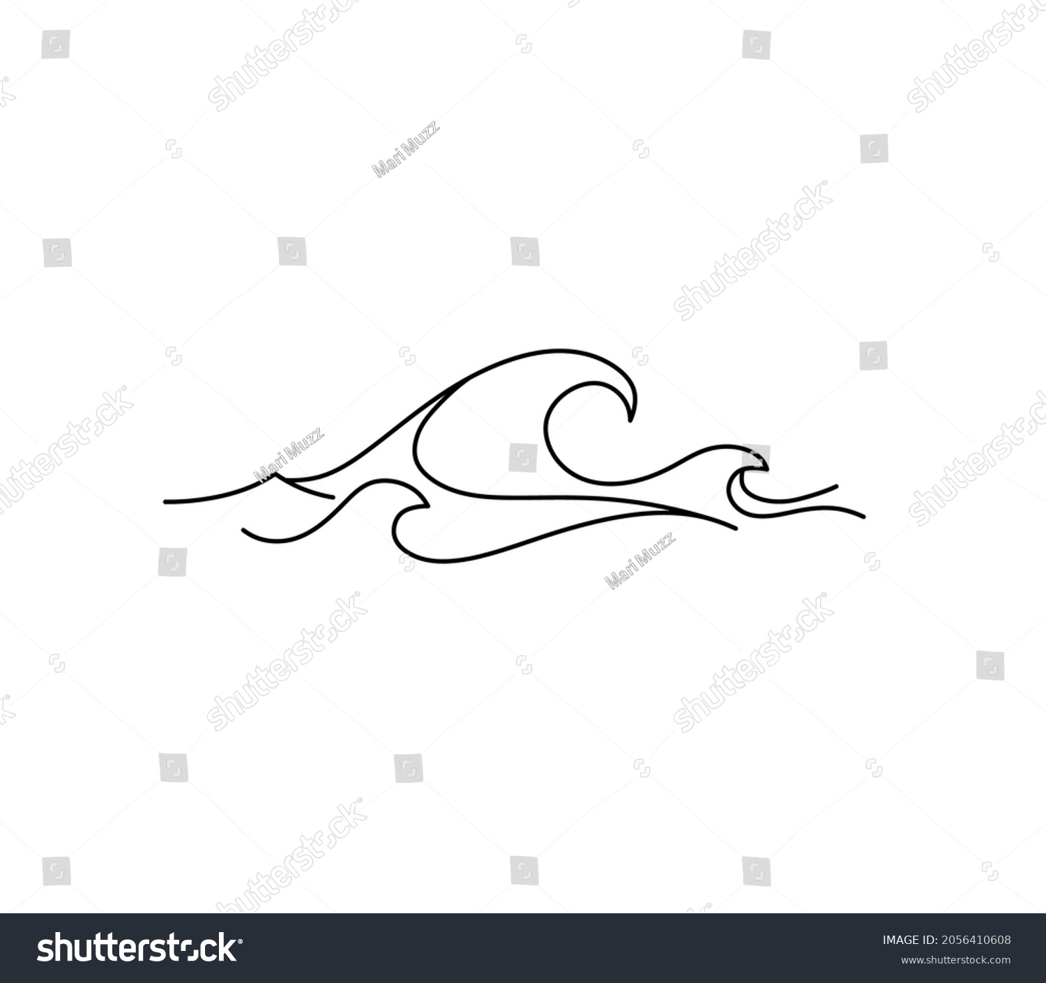 Vector Isolated One Line Simple Waves Stock Vector (Royalty Free ...