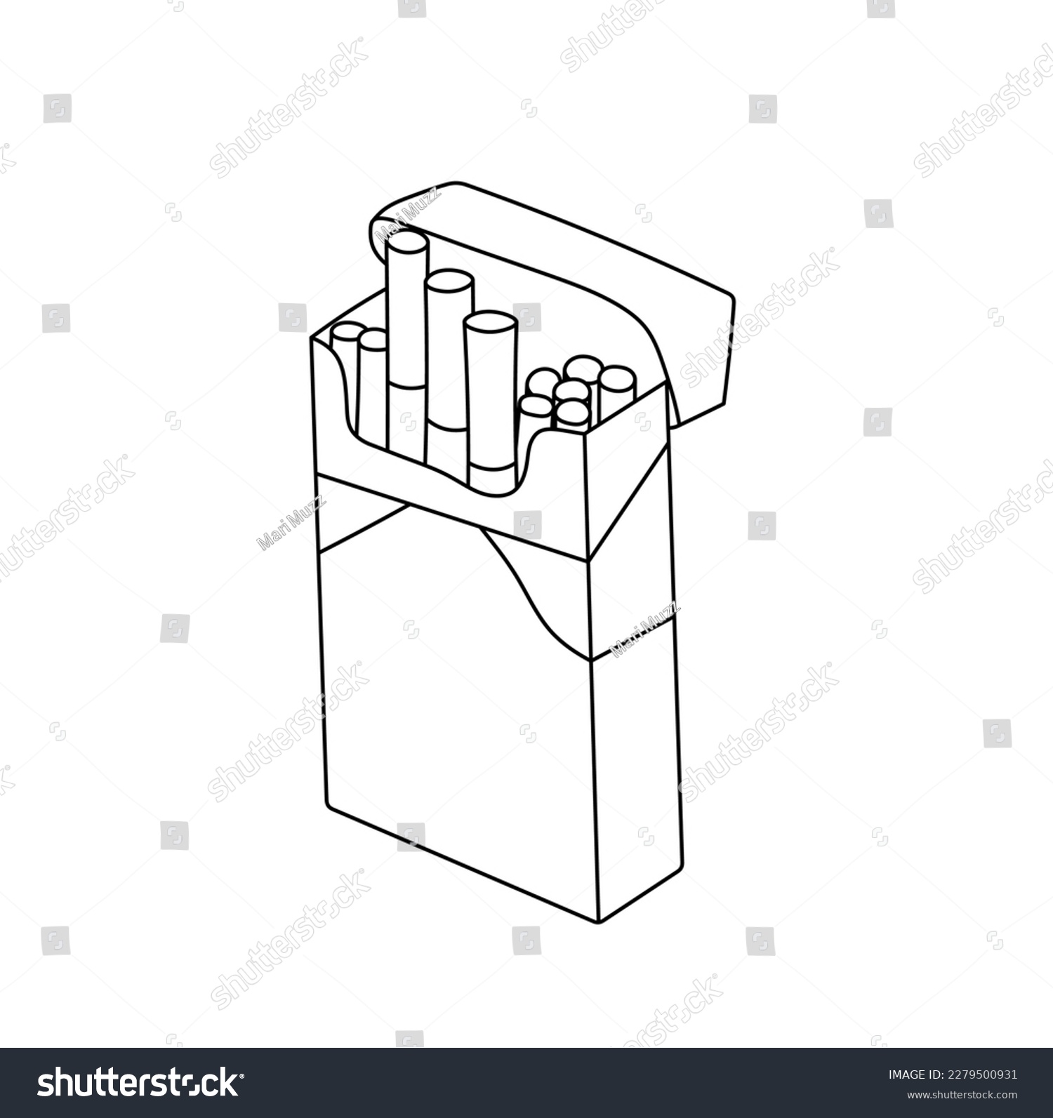 SVG of Vector isolated one single open pack of cigarettes colorless black and white contour line easy drawing svg