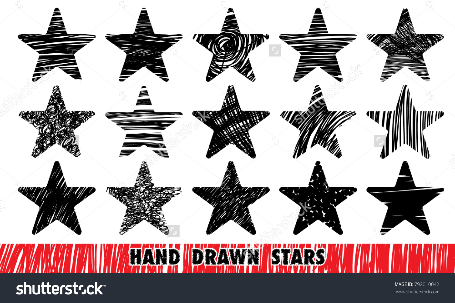 Vector Isolated Outline Hand Drawn Stars Stock Vector (Royalty Free