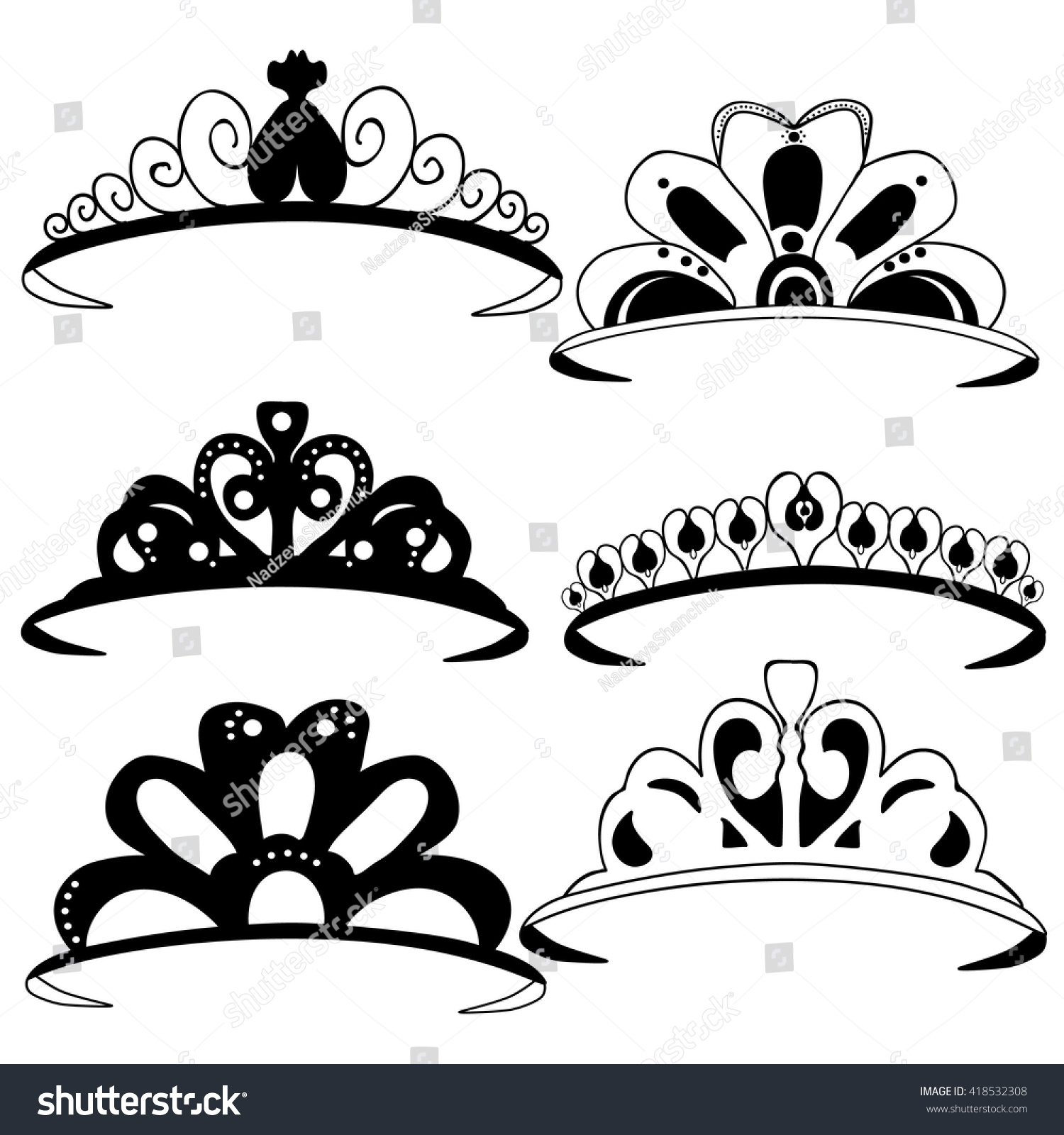 Vector Isolated Set Crowns Female Stock Vector 418532308 - Shutterstock