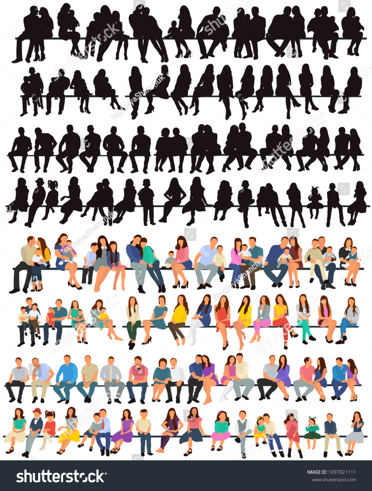 Vectorial Aislado Conjunto De Personas Sentadas Vector De Stock Libre De Regal As