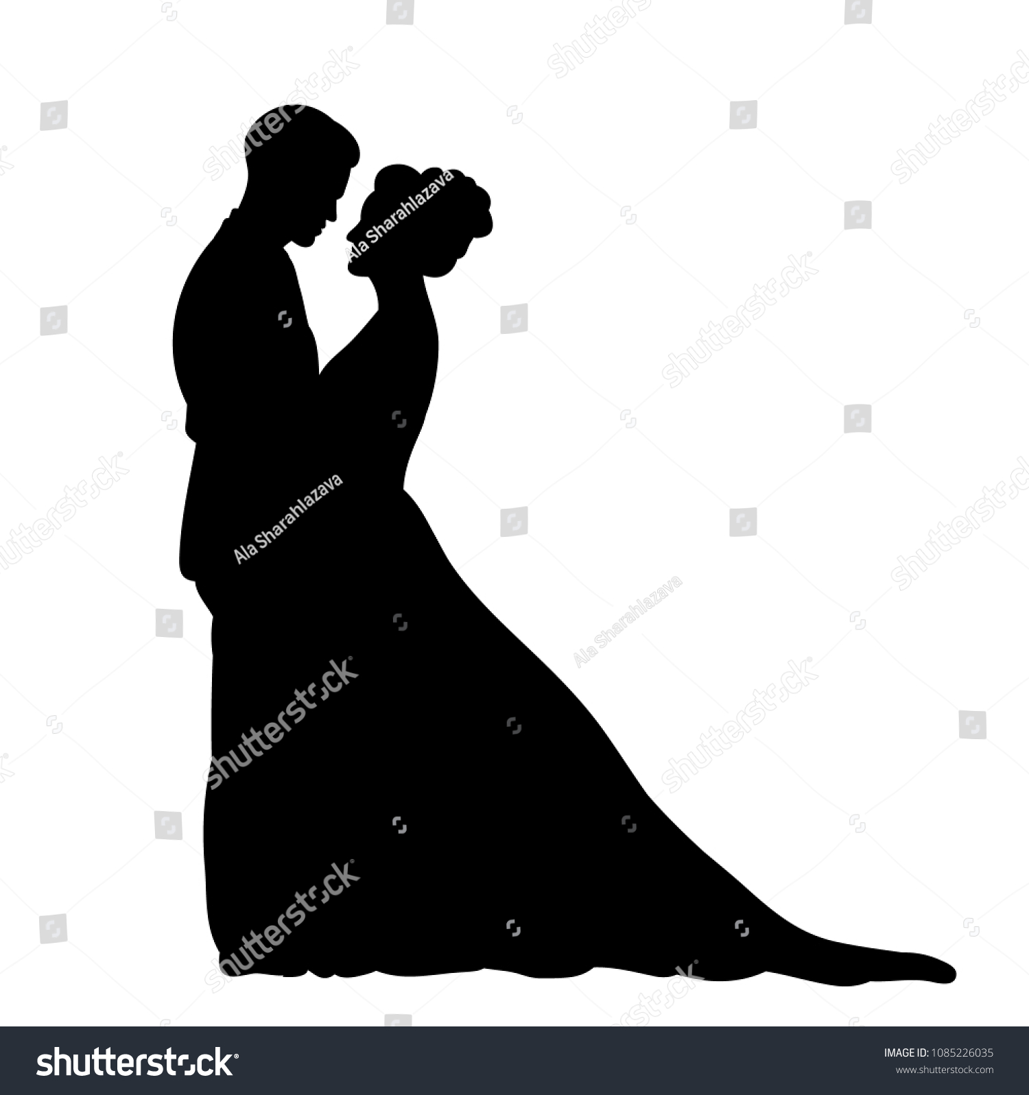 Vector Isolated Silhouette Groom Bride Stock Vector (Royalty Free ...