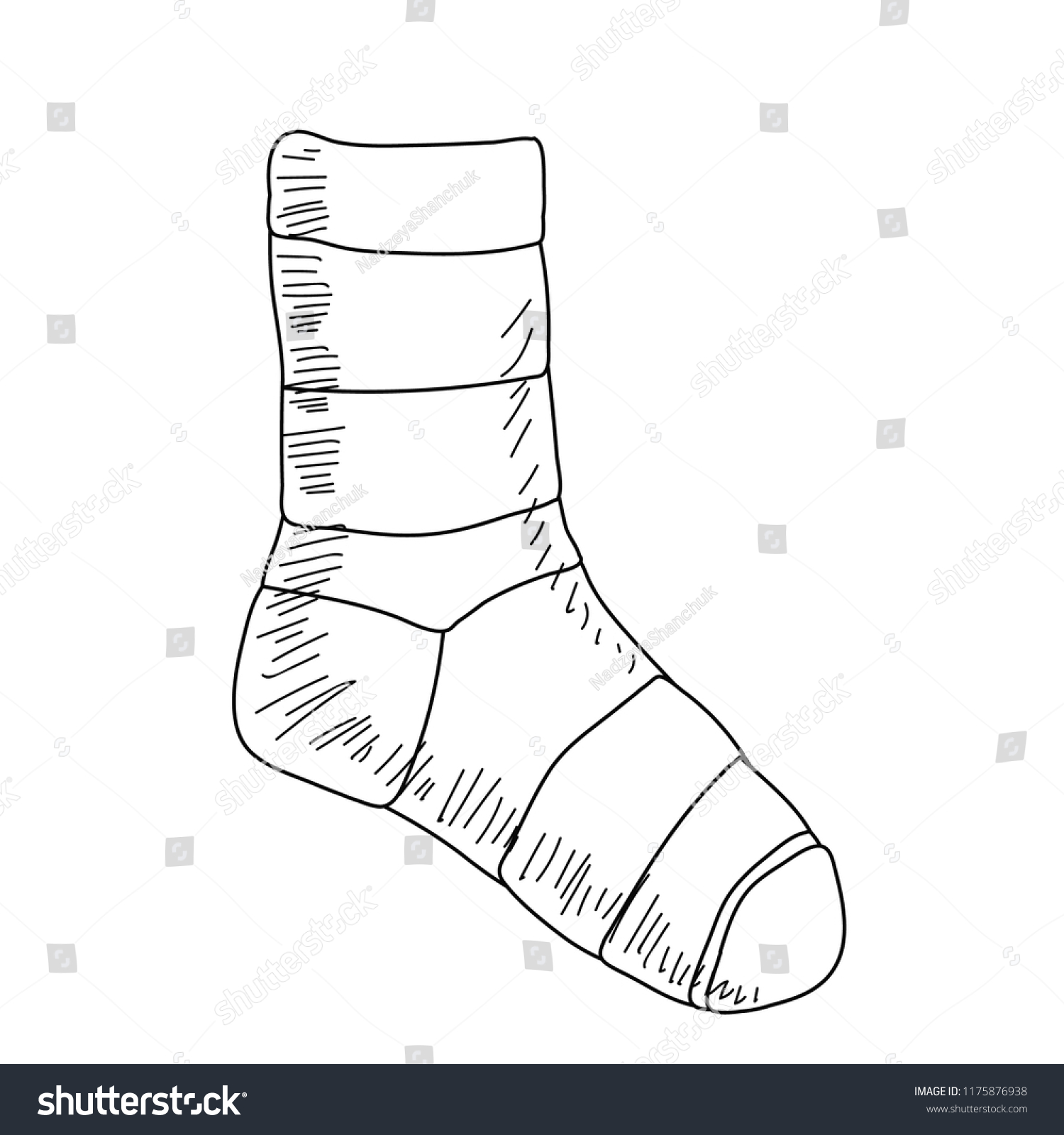 Vector Isolated Sketch By Hand Sock Stock Vector Royalty Free