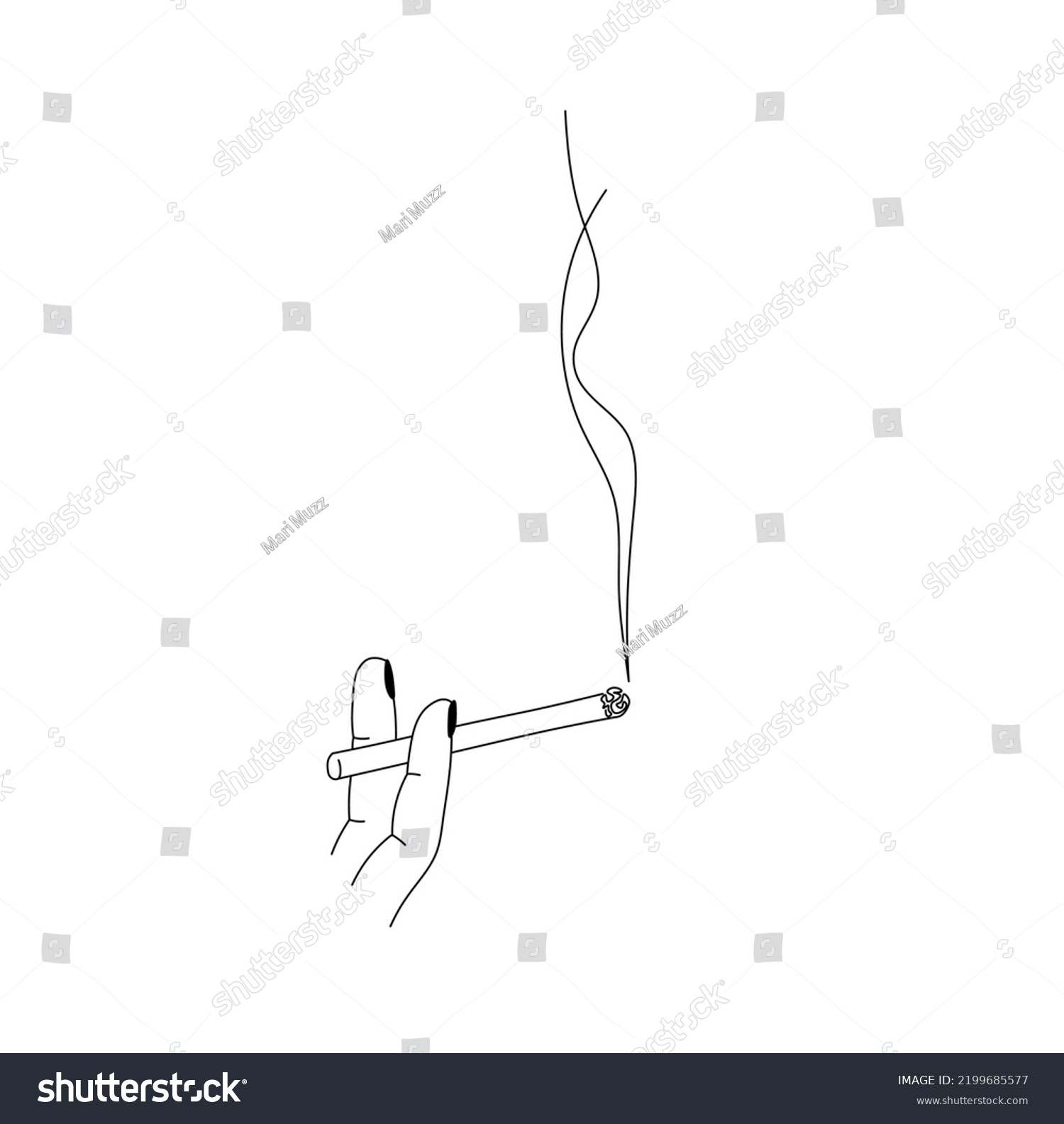 SVG of Vector isolated smoking cigarette between two fingers colorless black and white contour line easy drawing svg